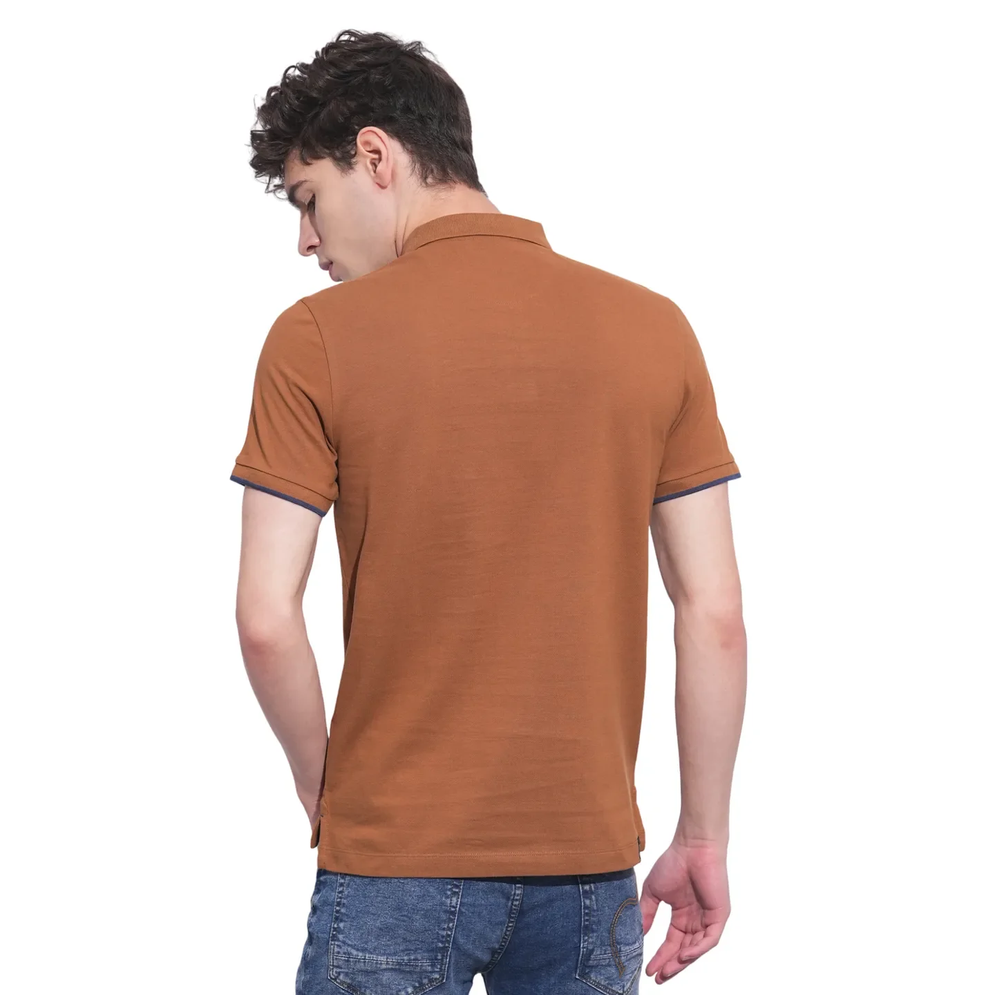 Brown Regular Fit Men's Polo T-Shirt by Being Human Clothing - Image 3