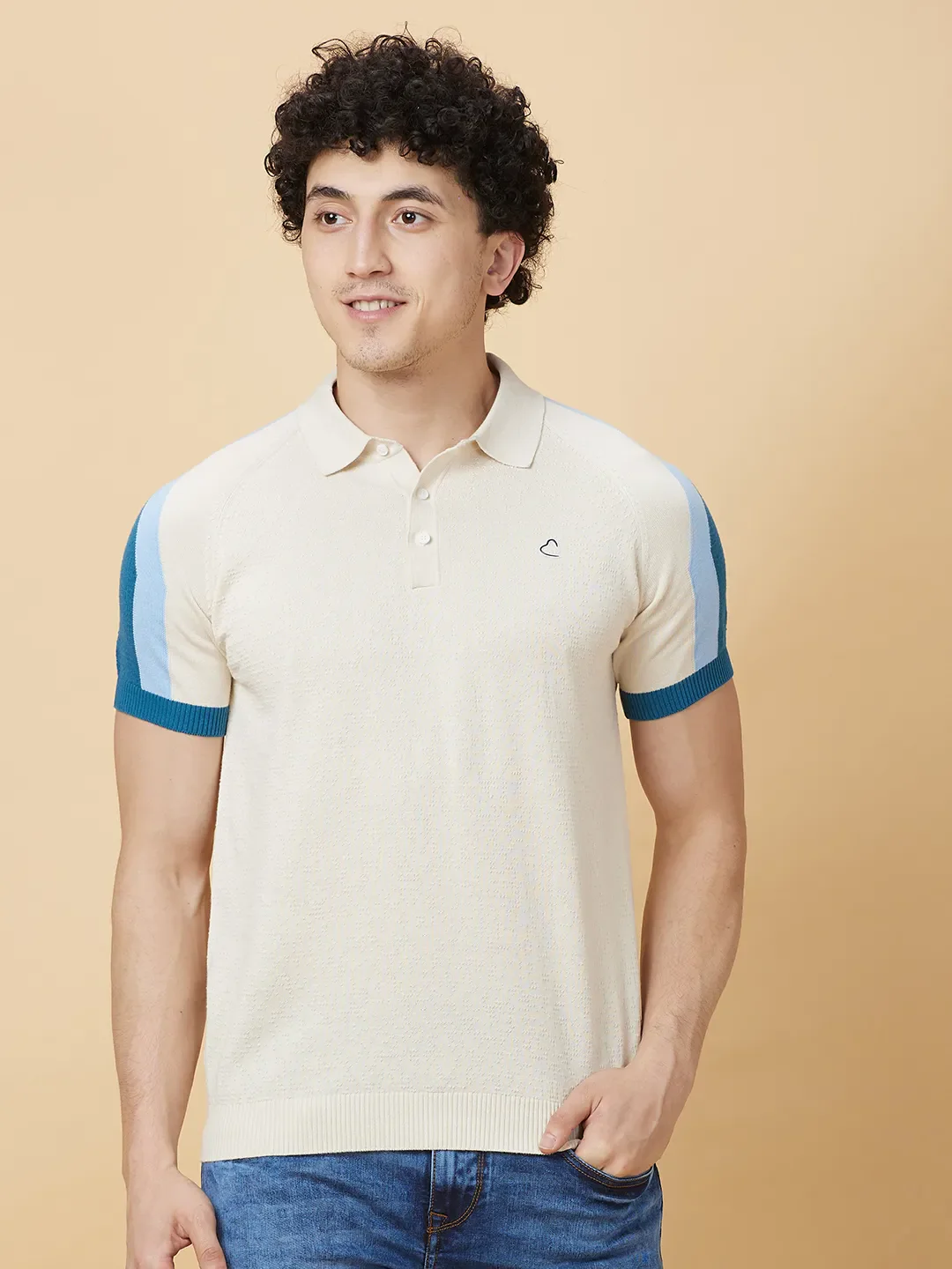 White Regular Fit Men's Polo T-Shirt by Being Human Clothing