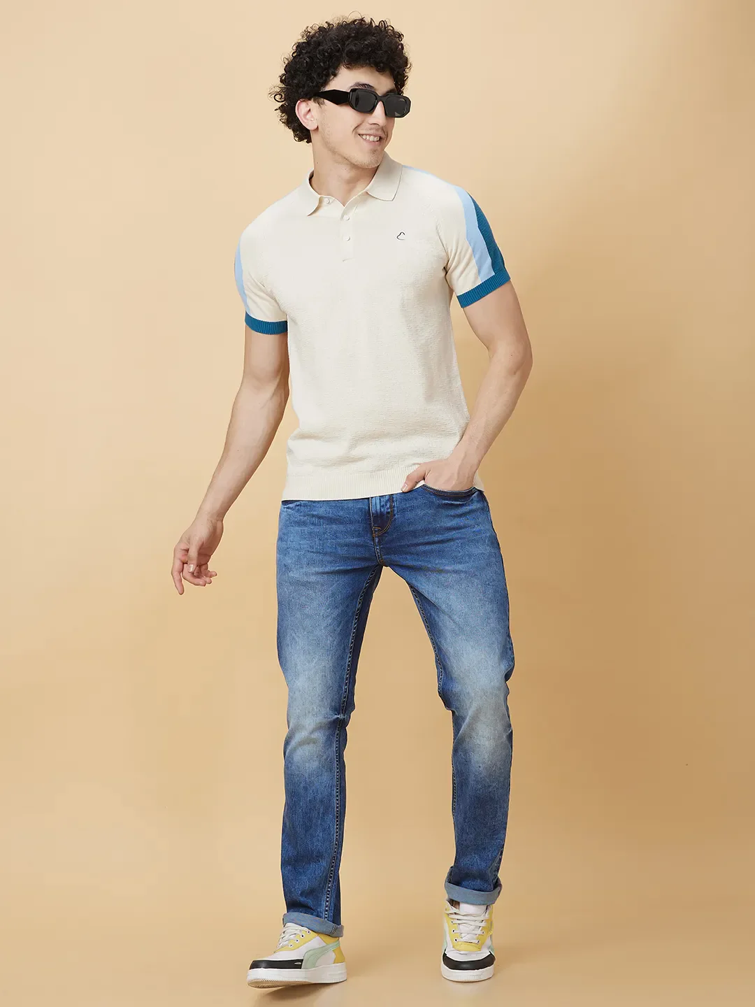 White Regular Fit Men's Polo T-Shirt by Being Human Clothing - Image 6