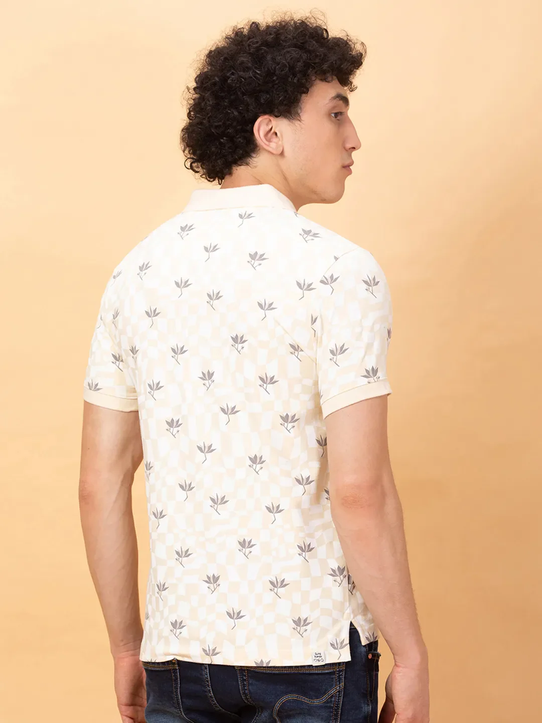 Off White Regular Fit Men's Polo T-shirt by Being Human Clothing - Image 3
