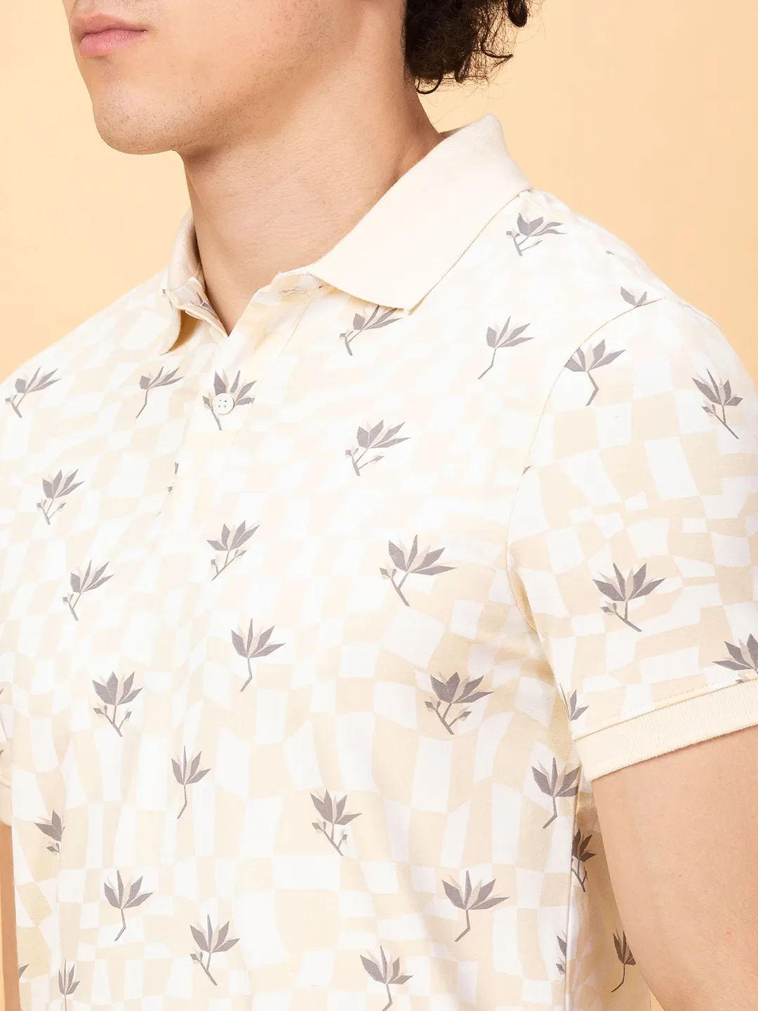 Off White Regular Fit Men's Polo T-shirt by Being Human Clothing - Image 5
