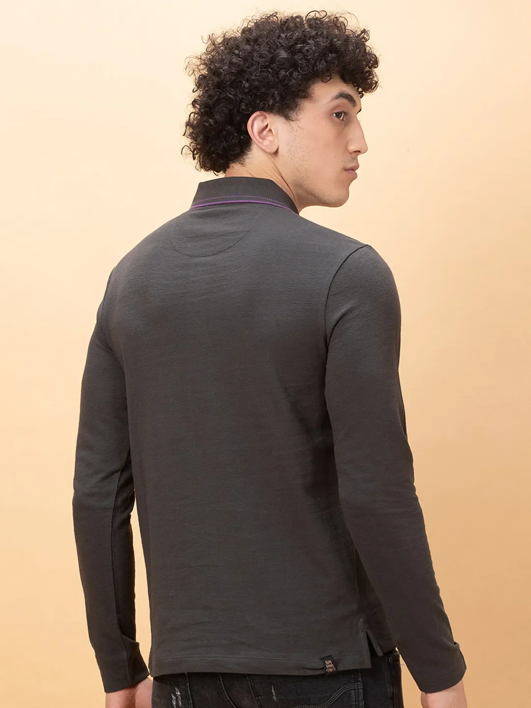 Charcoal Regular Fit Men's Polo T-Shirt by Being Human Clothing - Image 3