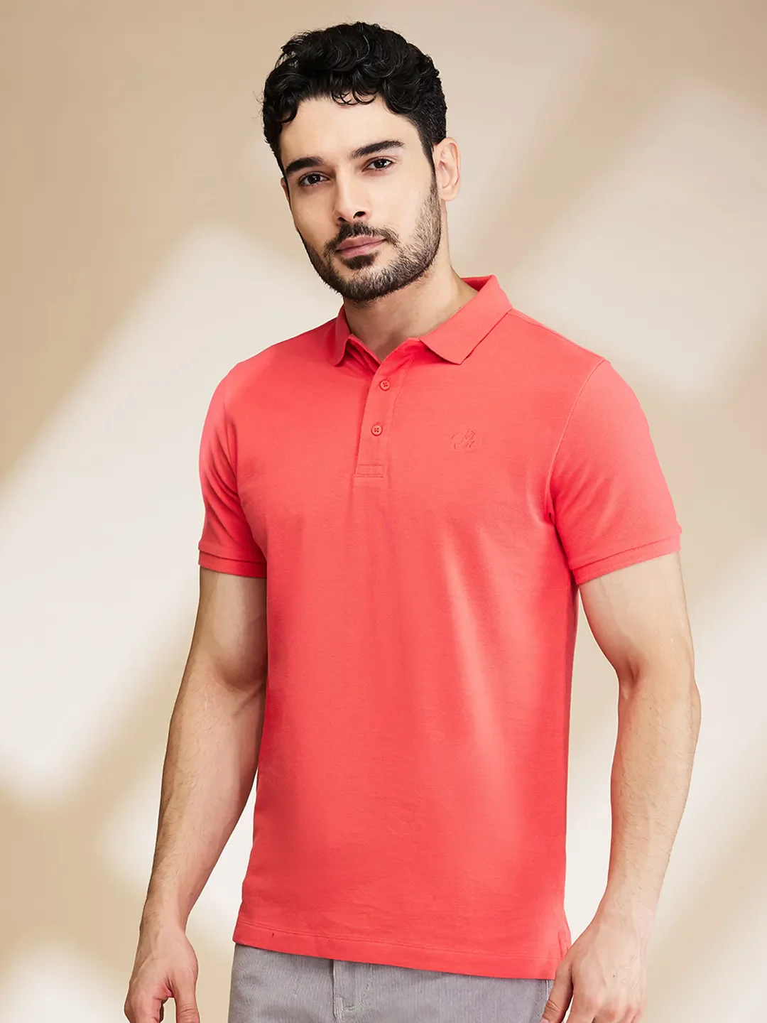 Coral Regular Fit Men's Polo T-Shirt by Being Human Clothing - Image 4
