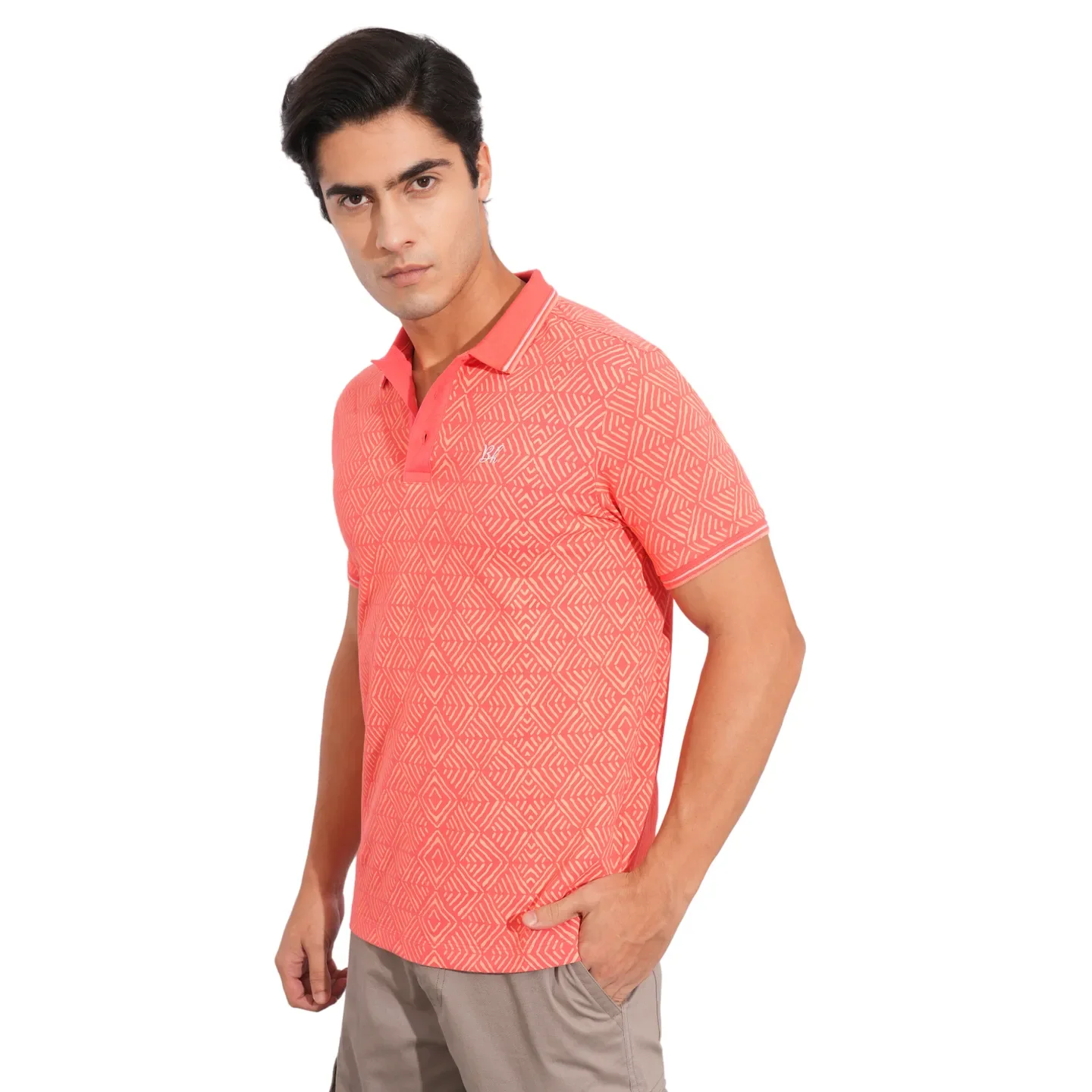 Coral Regular Fit Men's Polo T-Shirt by Being Human Clothing - Image 2