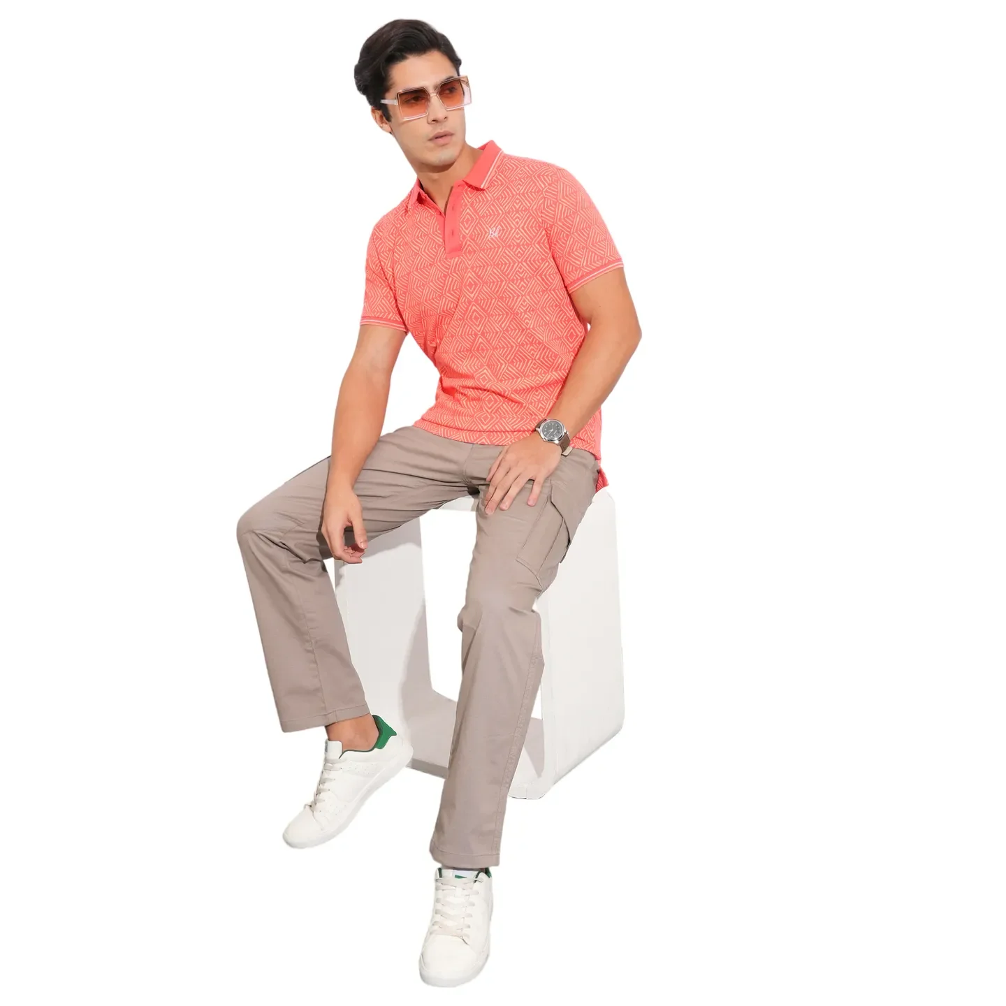 Coral Regular Fit Men's Polo T-Shirt by Being Human Clothing - Image 4