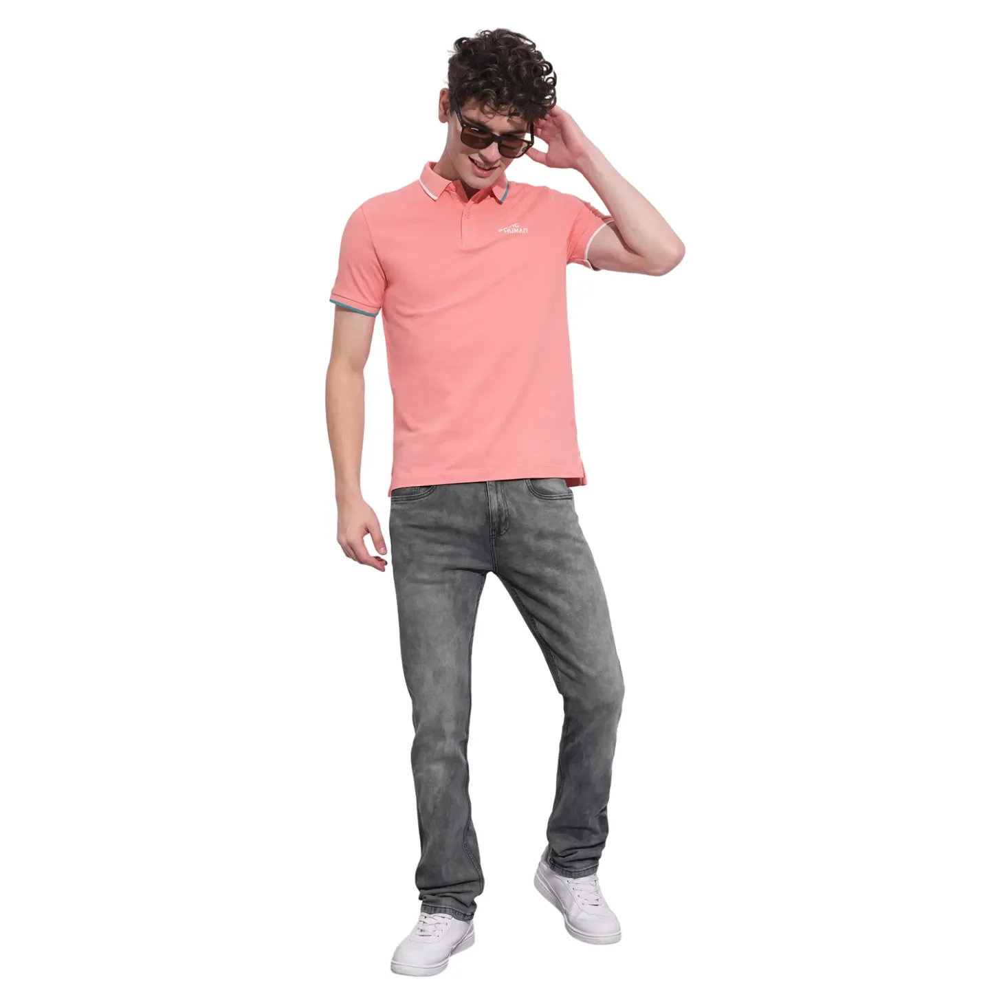 Coral Regular Fit Men's Polo T-Shirt by Being Human Clothing - Image 4