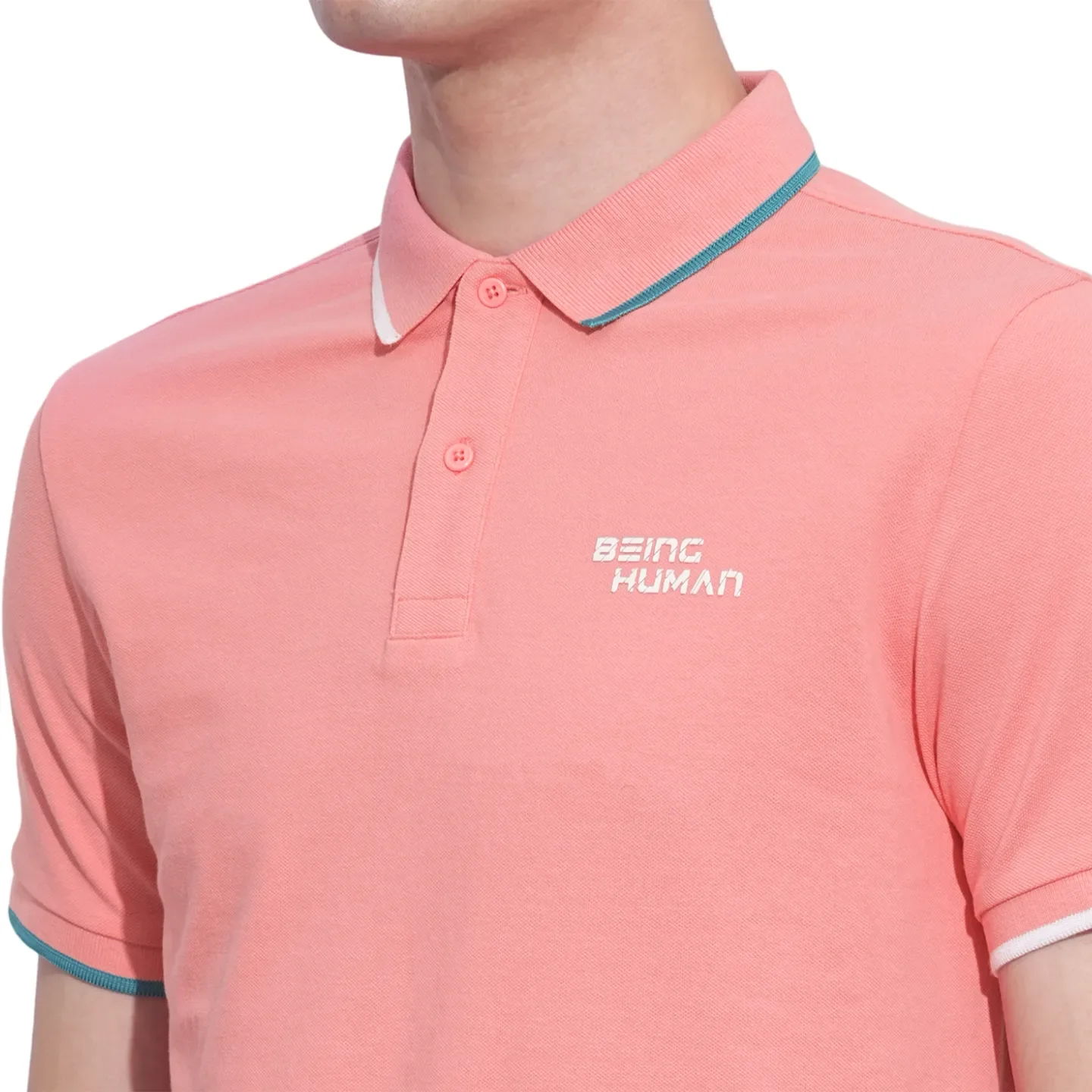 Coral Regular Fit Men's Polo T-Shirt by Being Human Clothing - Image 5