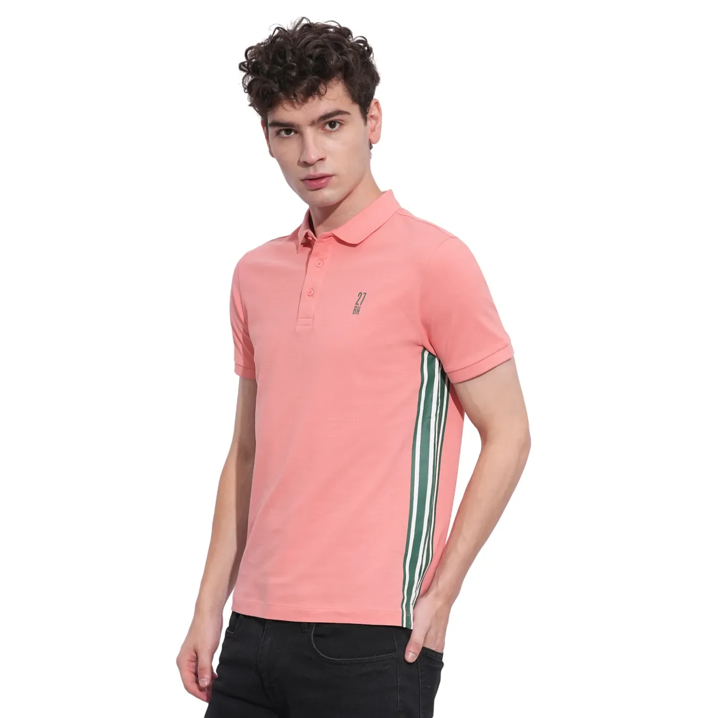 Coral Regular Fit Men's Polo T-Shirt by Being Human Clothing - Image 2