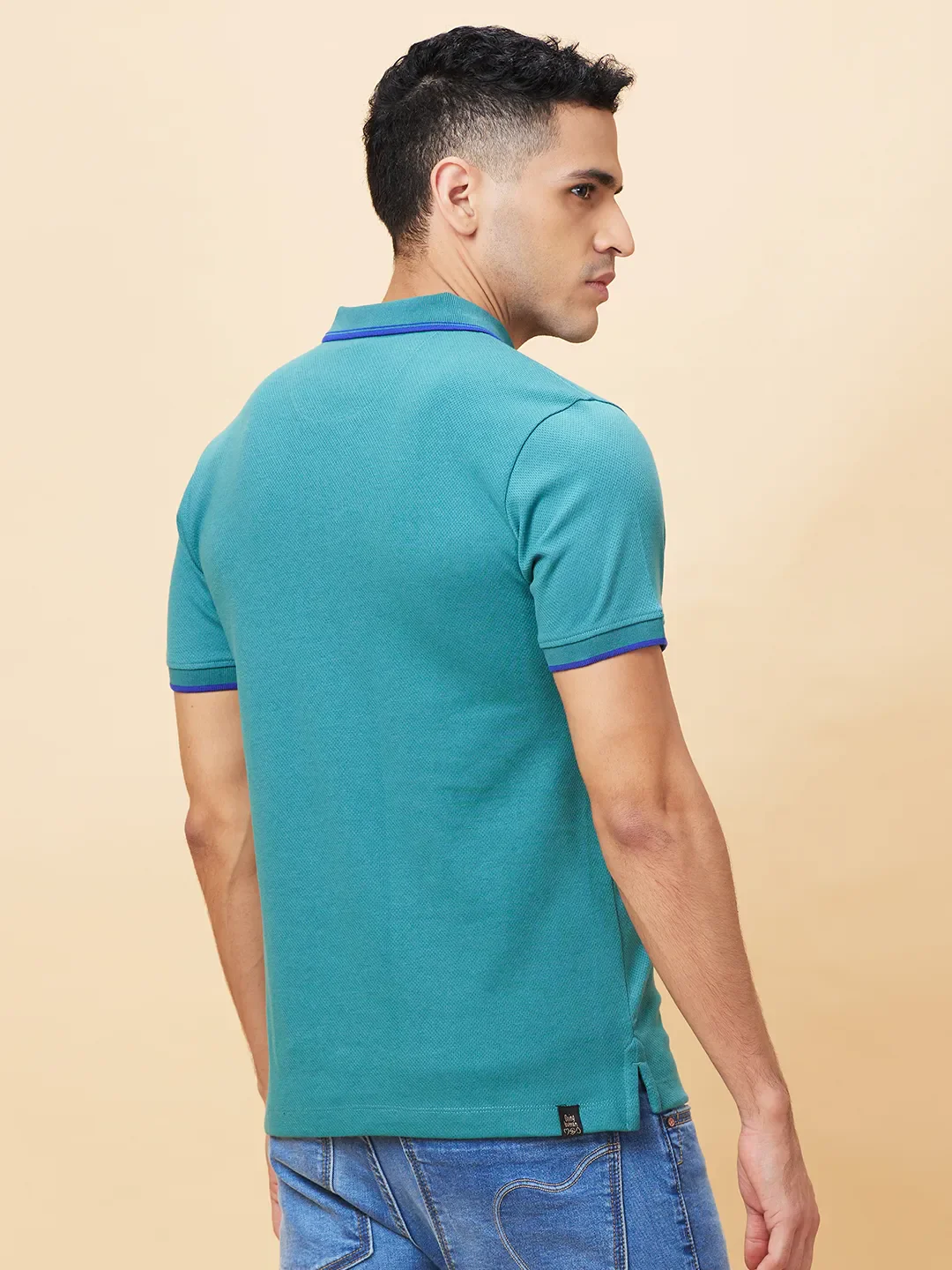 Dark Green Regular Fit Men's Polo T-Shirt by Being Human Clothing - Image 3