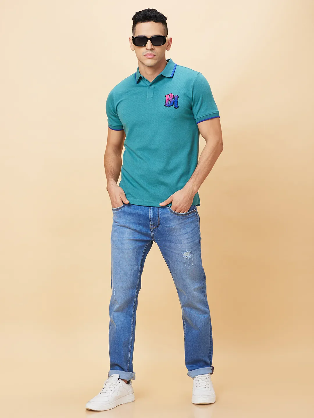 Dark Green Regular Fit Men's Polo T-Shirt by Being Human Clothing - Image 6