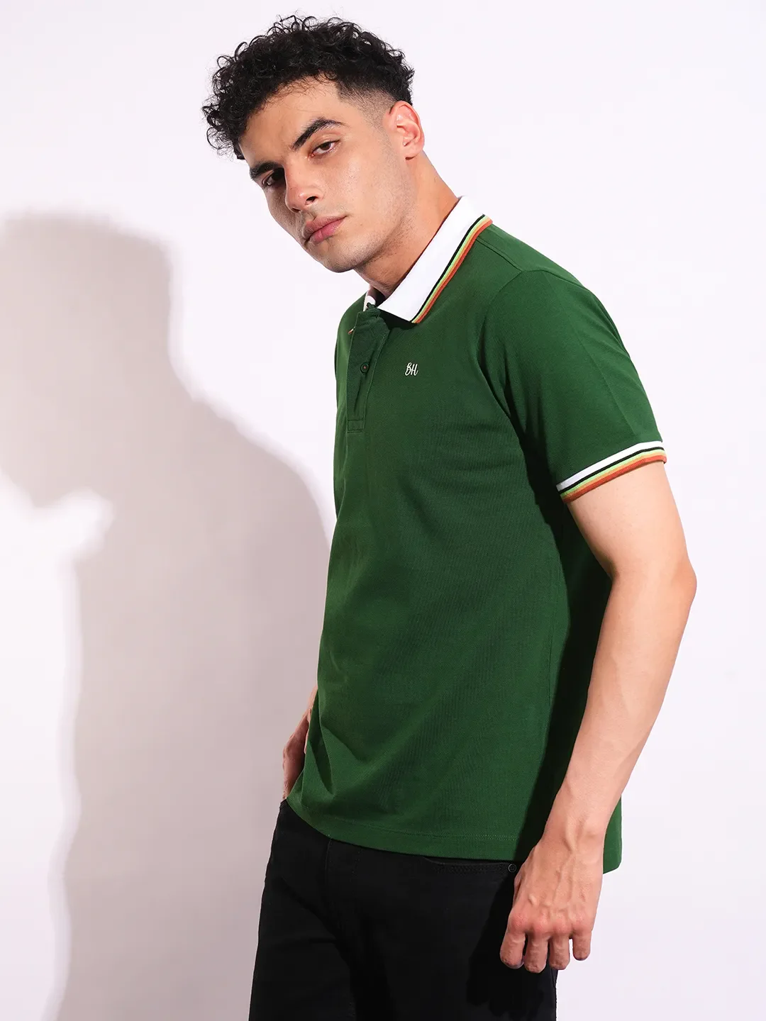 Green Regular Fit Men's Polo T-Shirt by Being Human Clothing - Image 2