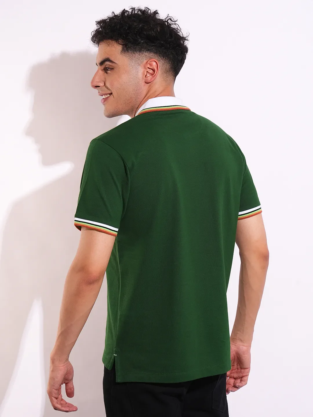 Green Regular Fit Men's Polo T-Shirt by Being Human Clothing - Image 3