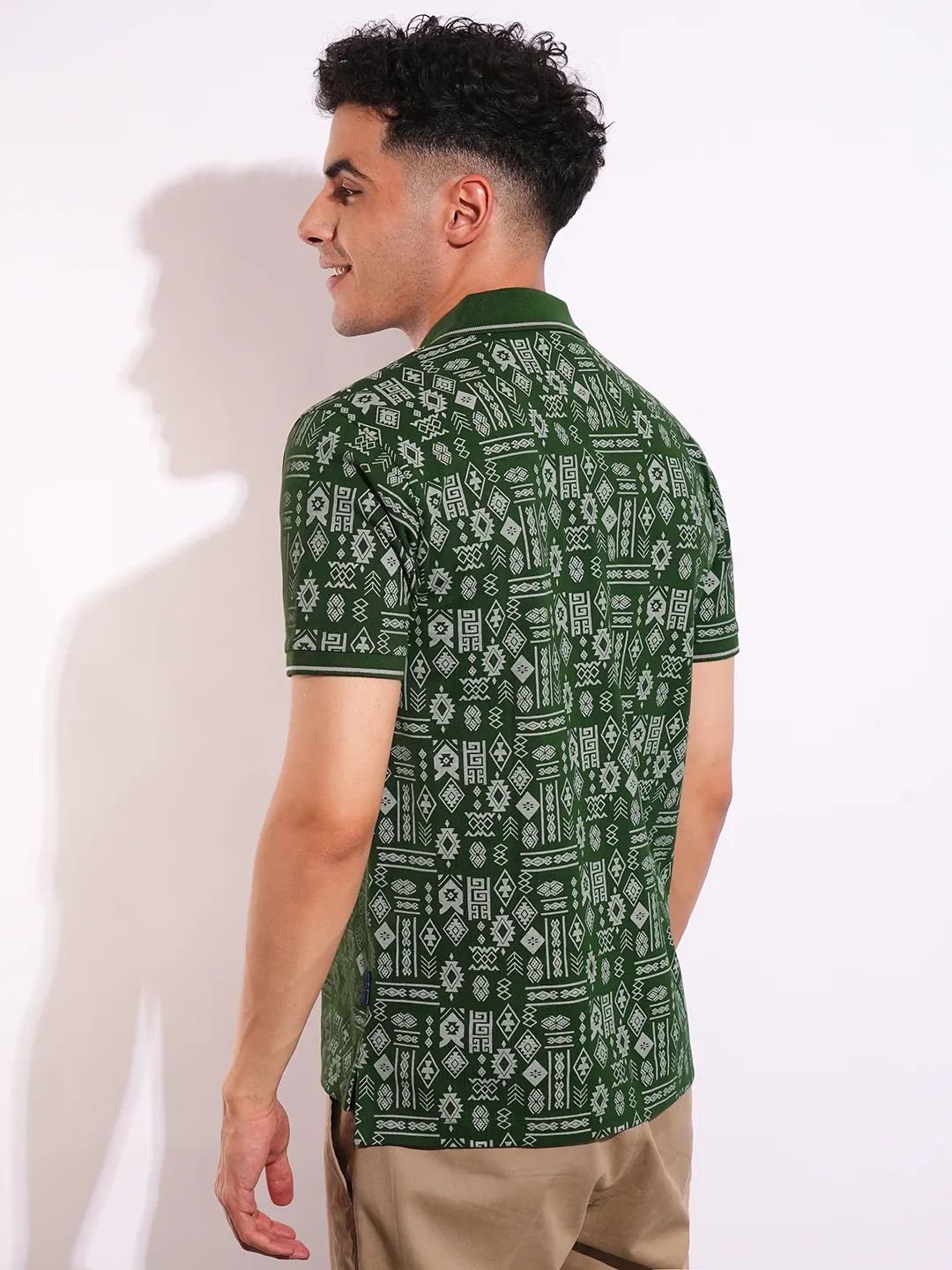 Green Regular Fit Men's Polo T-Shirt by Being Human Clothing - Image 3