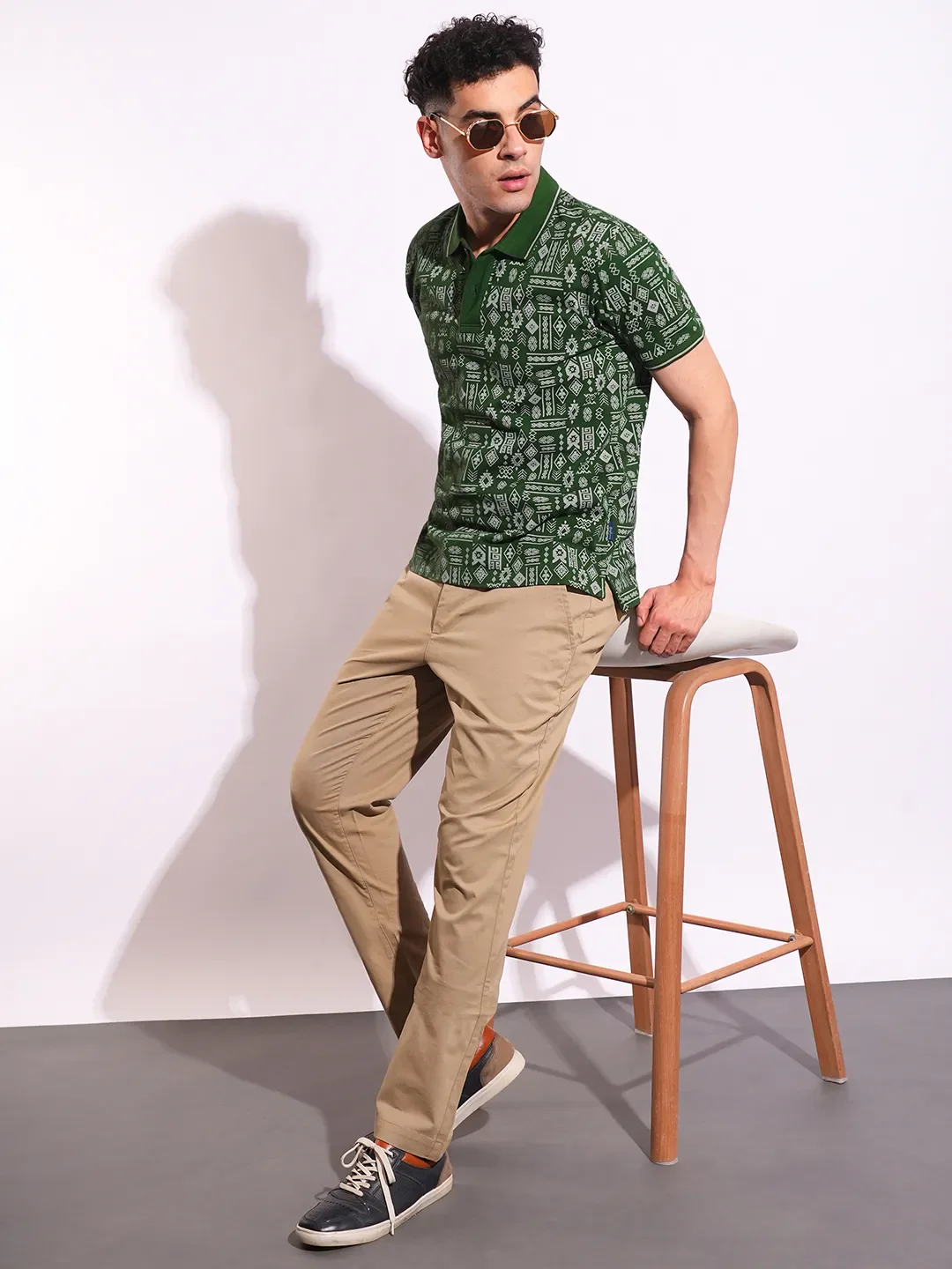 Green Regular Fit Men's Polo T-Shirt by Being Human Clothing - Image 4