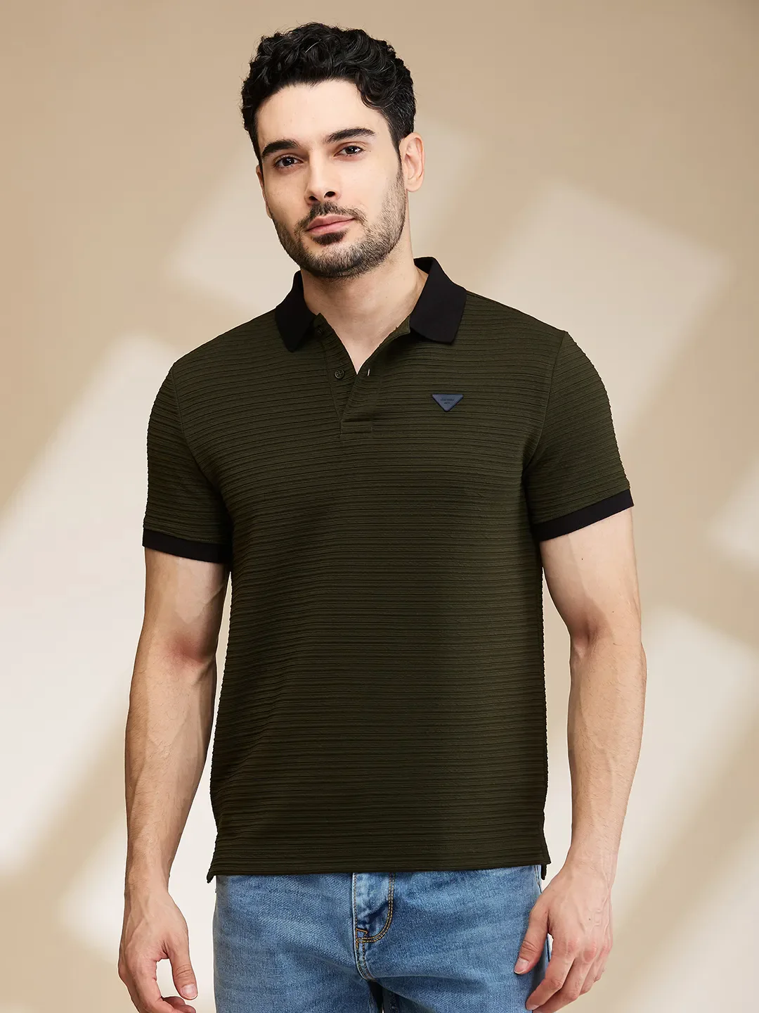 Dark Green Regular Fit Men's Polo T-Shirt by Being Human Clothing
