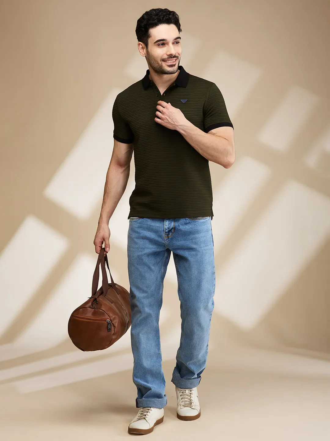 Dark Green Regular Fit Men's Polo T-Shirt by Being Human Clothing - Image 6