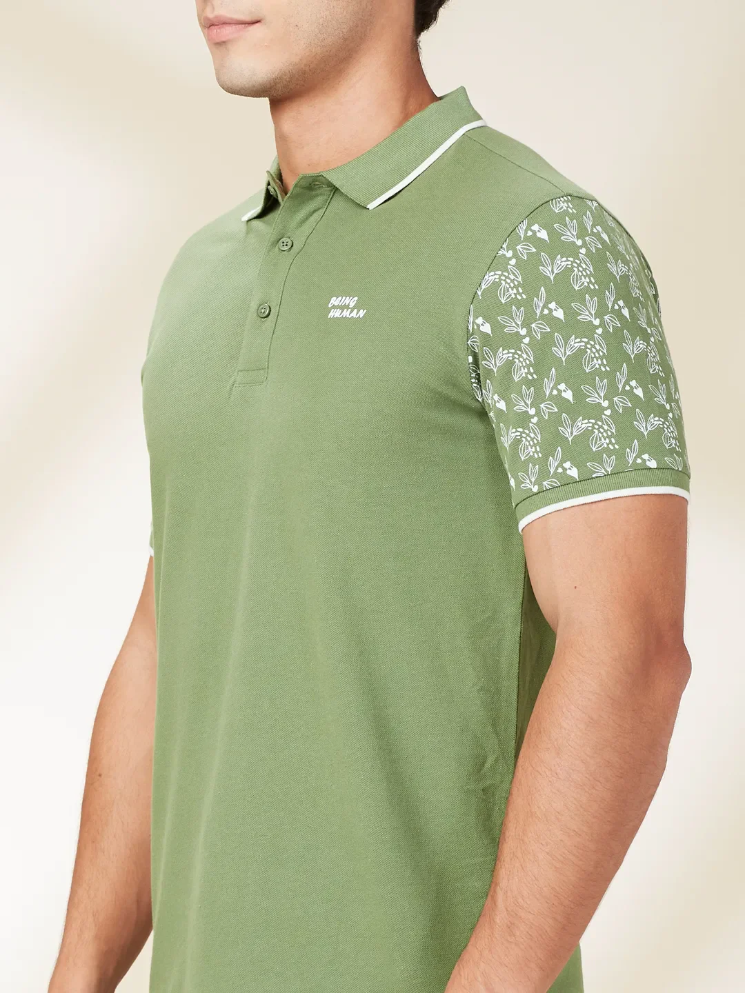 Dark Olive Regular Fit Men's Polo T-Shirt by Being Human Clothing - Image 5