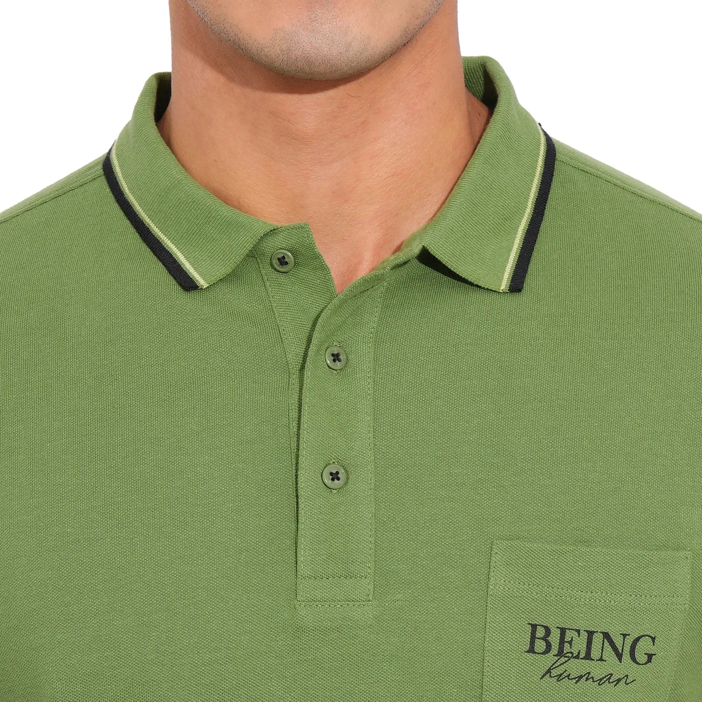 Dark Olive Regular Fit Men's Polo T-Shirt by Being Human Clothing - Image 5