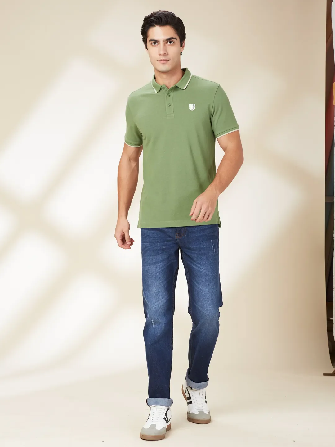 Dark Olive Regular Fit Men's Polo T-Shirt by Being Human Clothing - Image 2