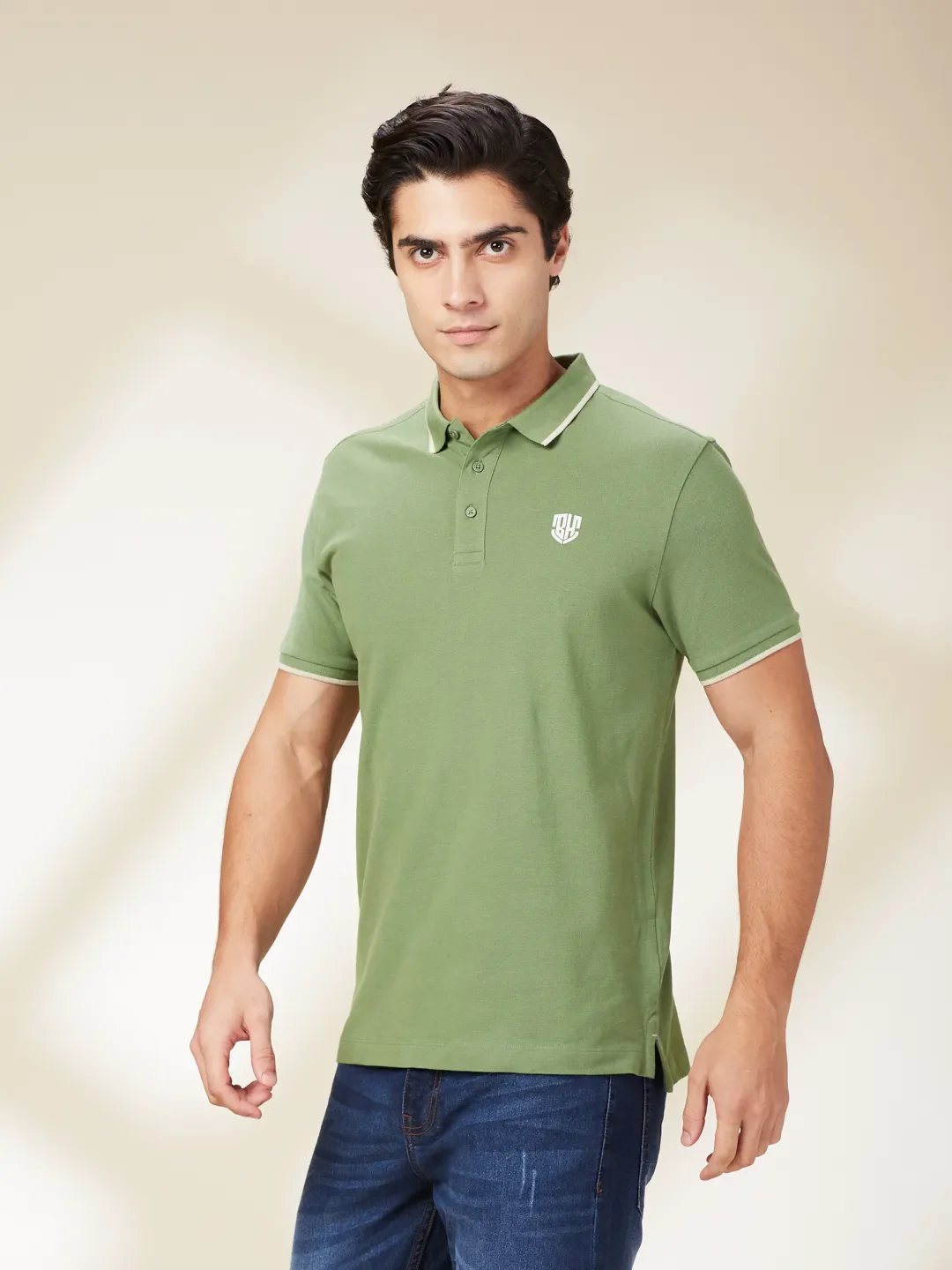 Dark Olive Regular Fit Men's Polo T-Shirt by Being Human Clothing - Image 4