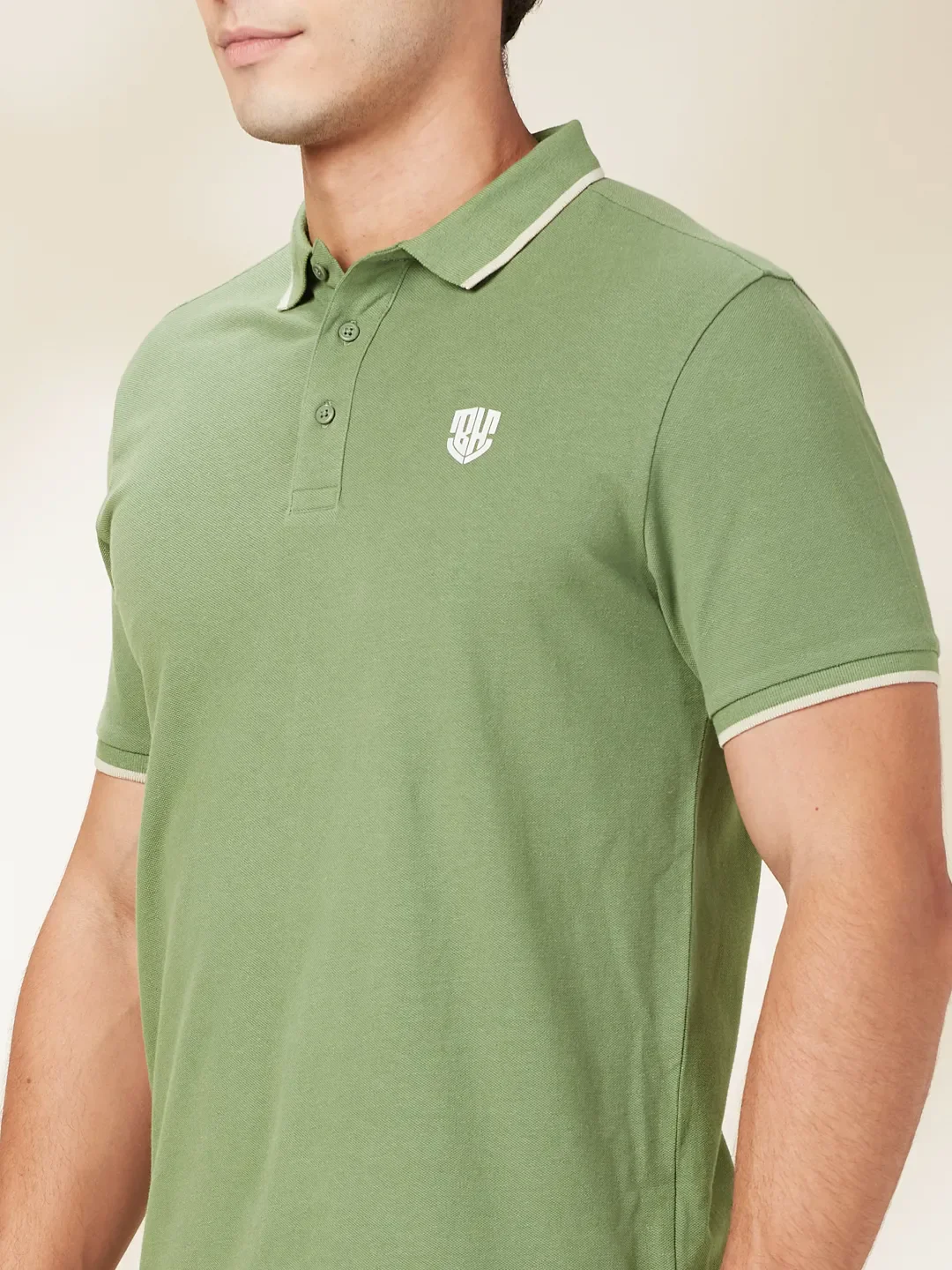 Dark Olive Regular Fit Men's Polo T-Shirt by Being Human Clothing - Image 5