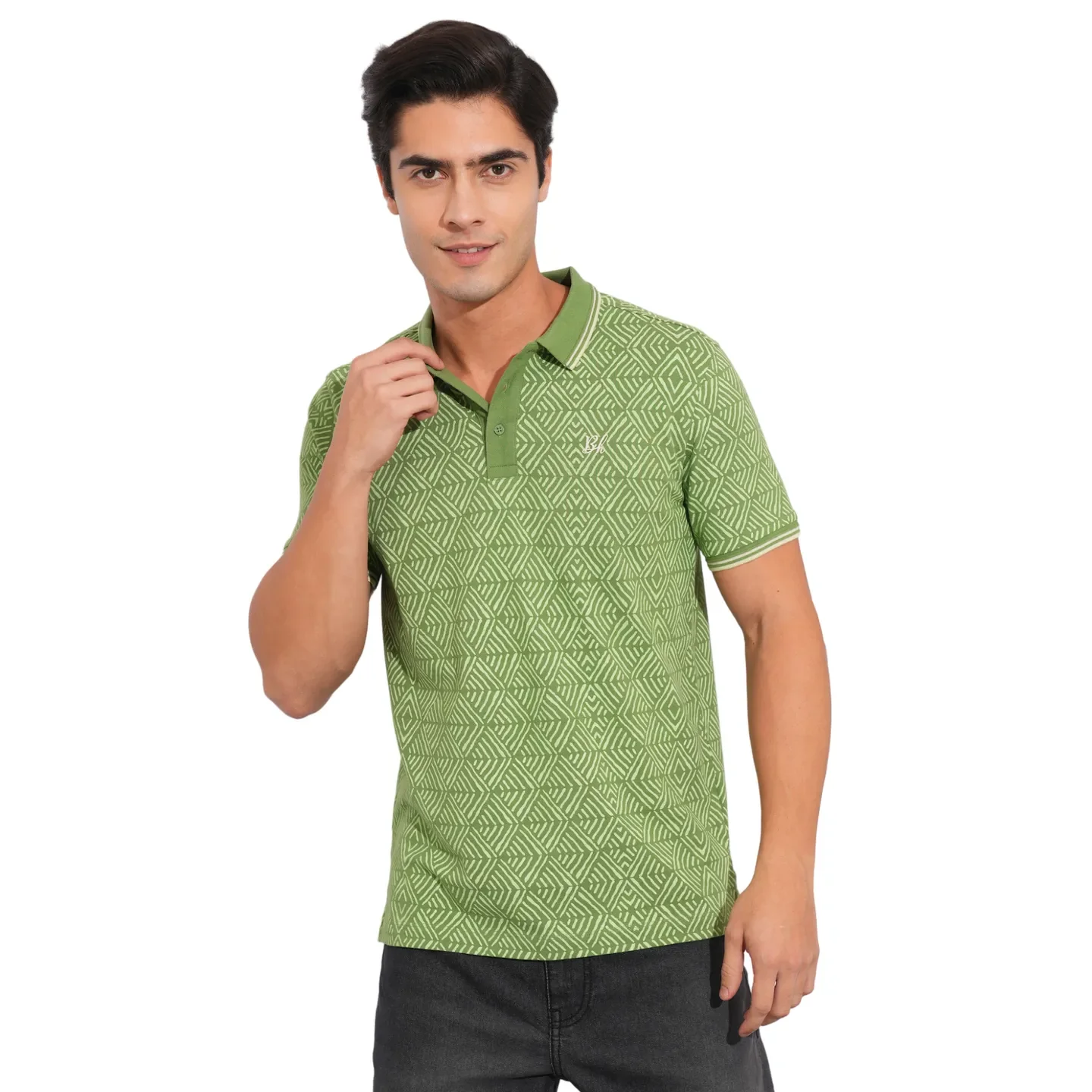 Olive Regular Fit Men's Polo T-Shirt by Being Human Clothing