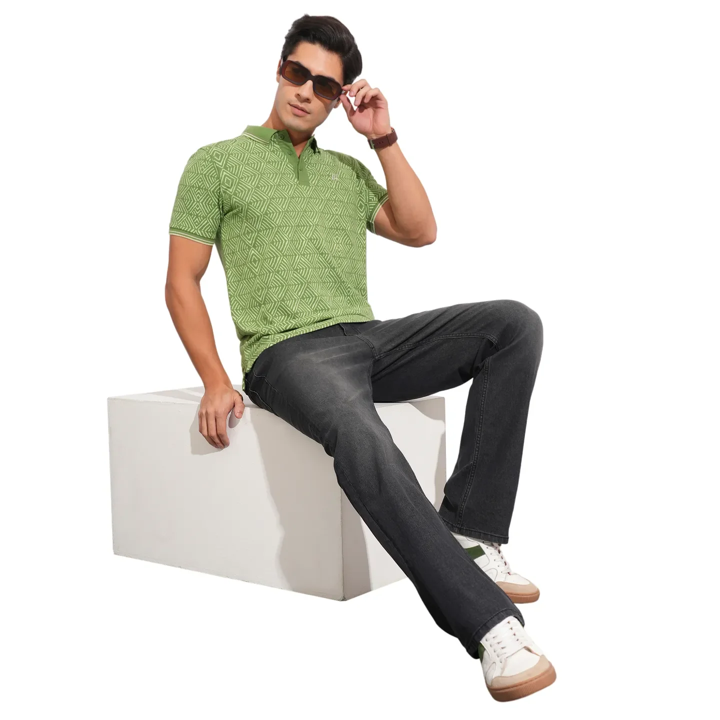 Olive Regular Fit Men's Polo T-Shirt by Being Human Clothing - Image 4