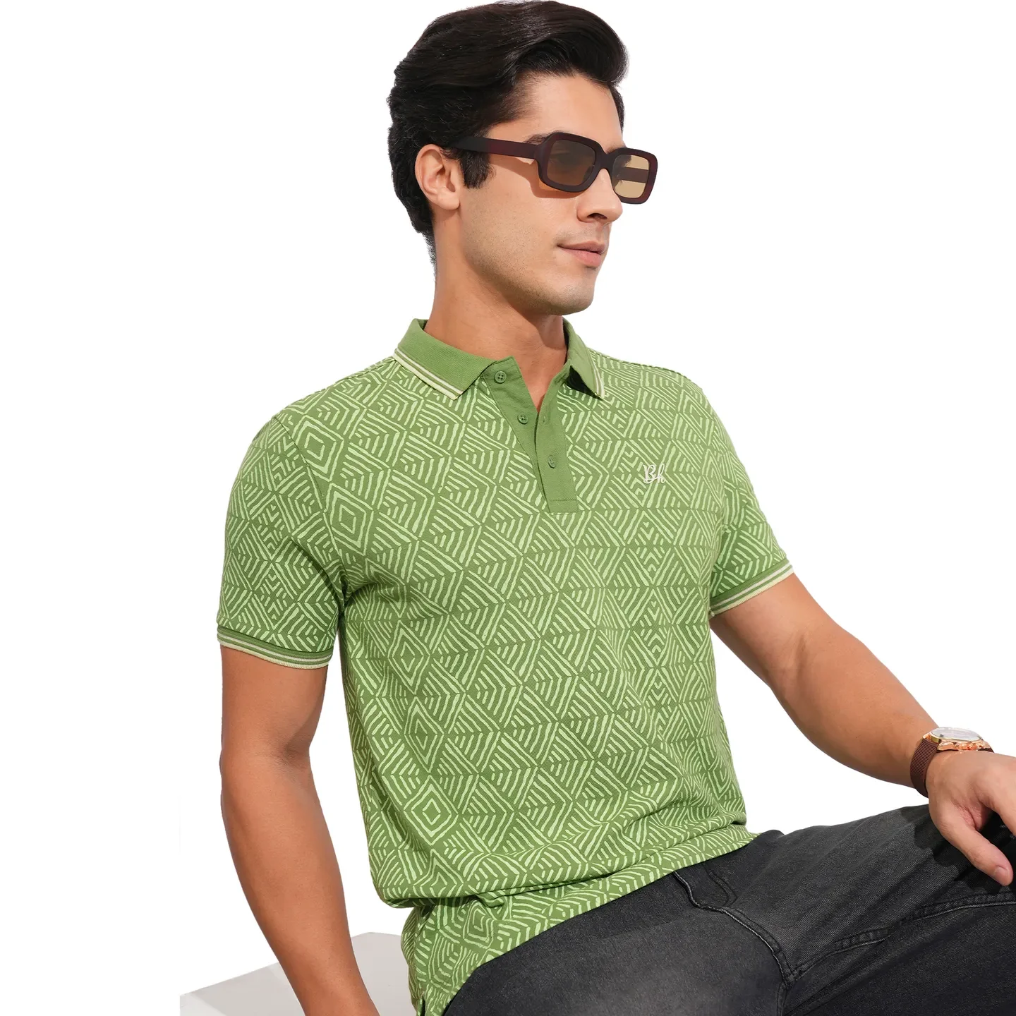 Olive Regular Fit Men's Polo T-Shirt by Being Human Clothing - Image 6