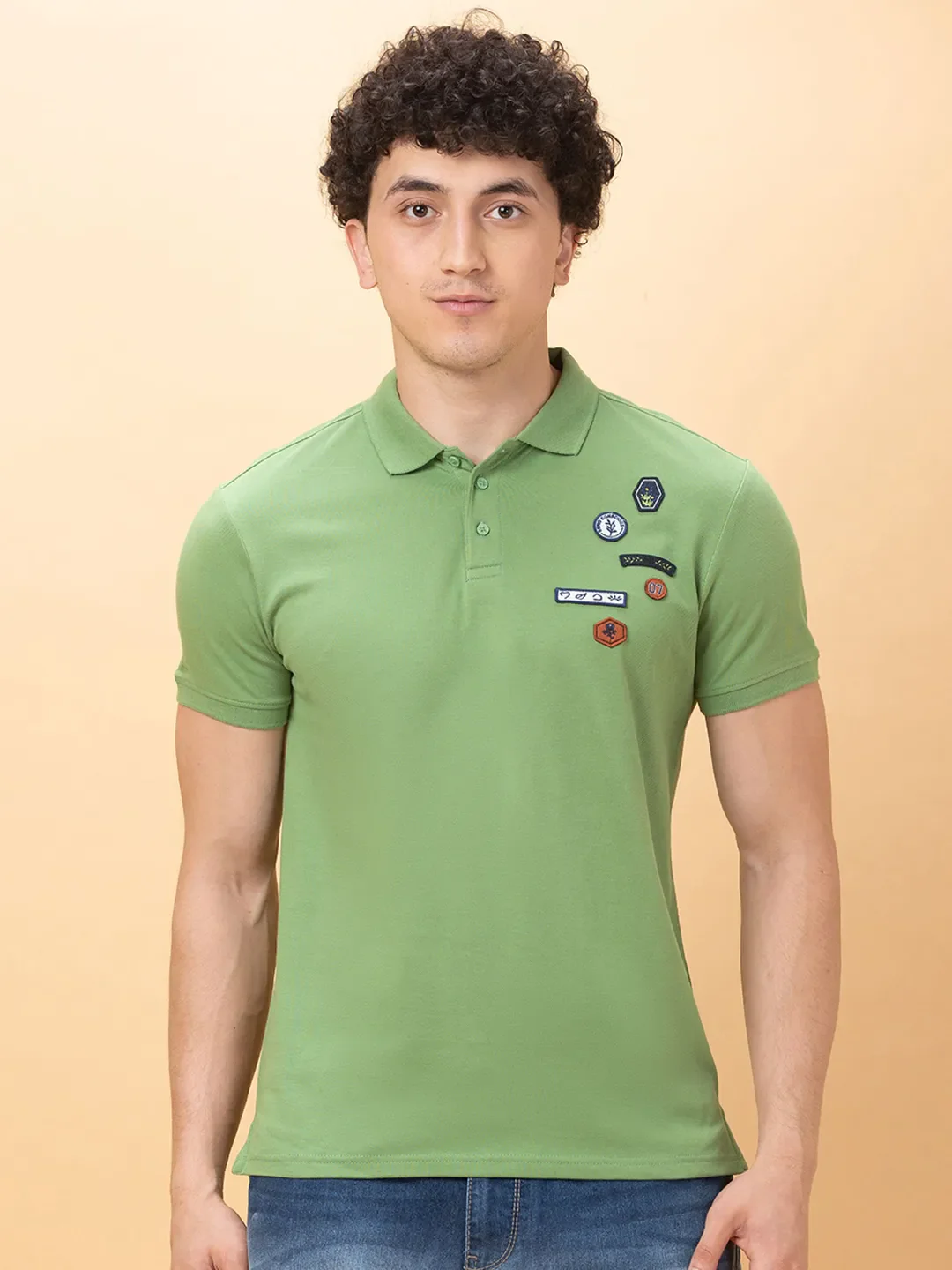 Green Regular Fit Men's Polo T-Shirt by Being Human Clothing