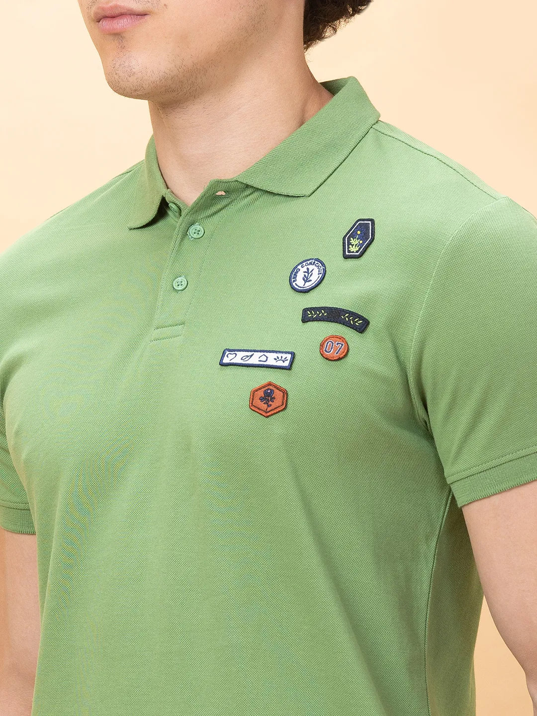 Green Regular Fit Men's Polo T-Shirt by Being Human Clothing - Image 5