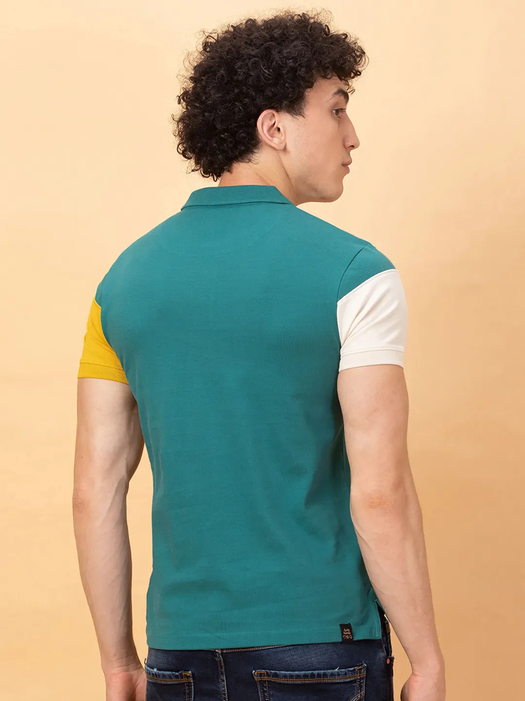 Green Regular Fit Men's Polo T-shirt by Being Human Clothing - Image 3