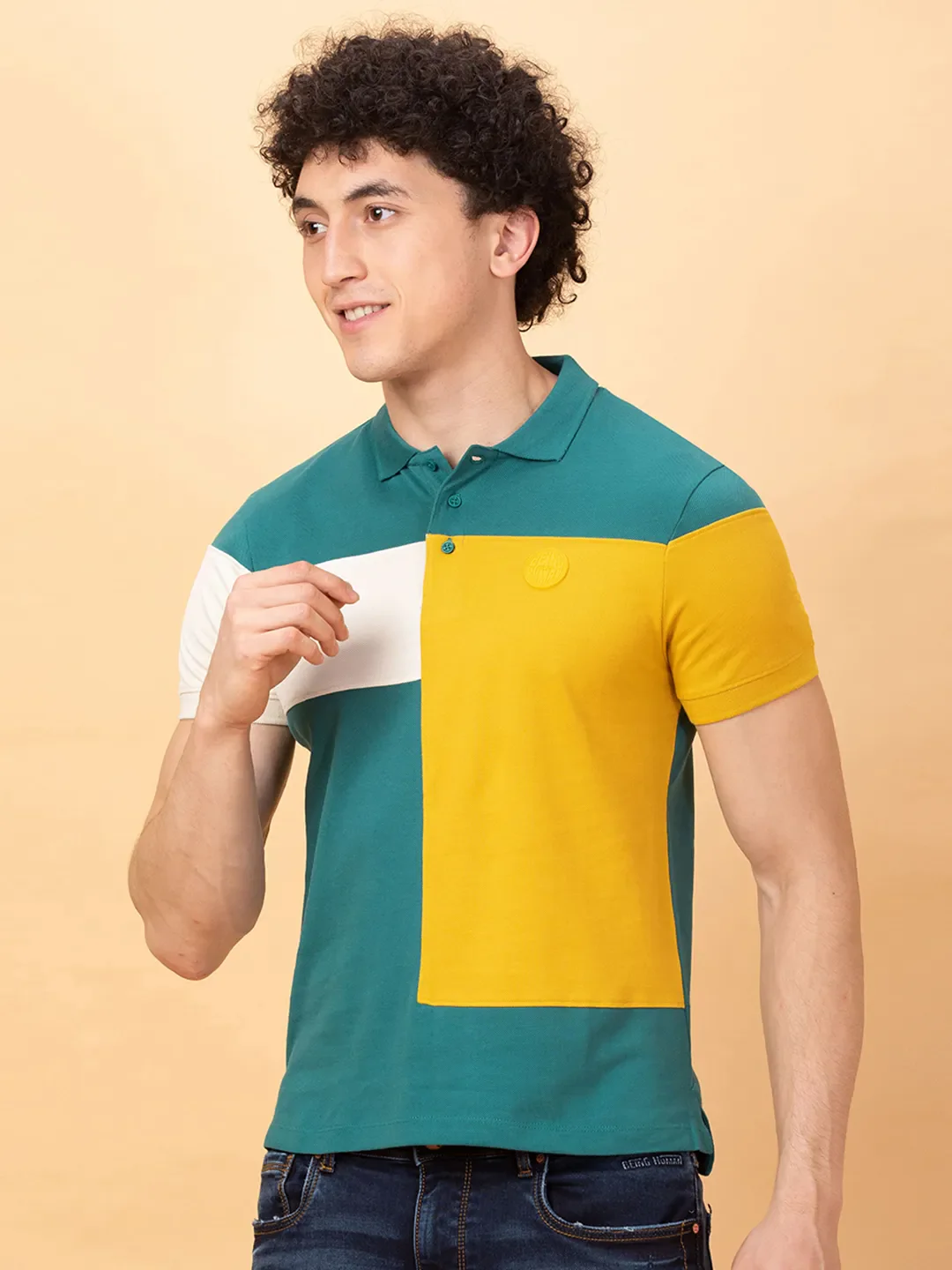 Green Regular Fit Men's Polo T-shirt by Being Human Clothing - Image 4