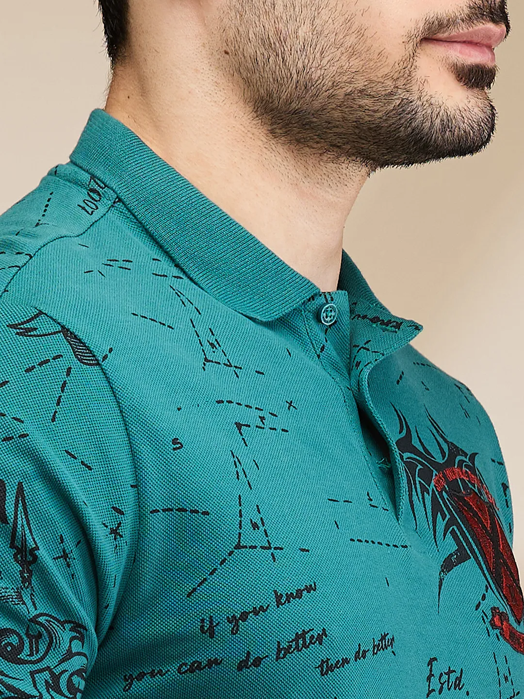 Green Regular Fit Men's Polo T-Shirt by Being Human Clothing - Image 5