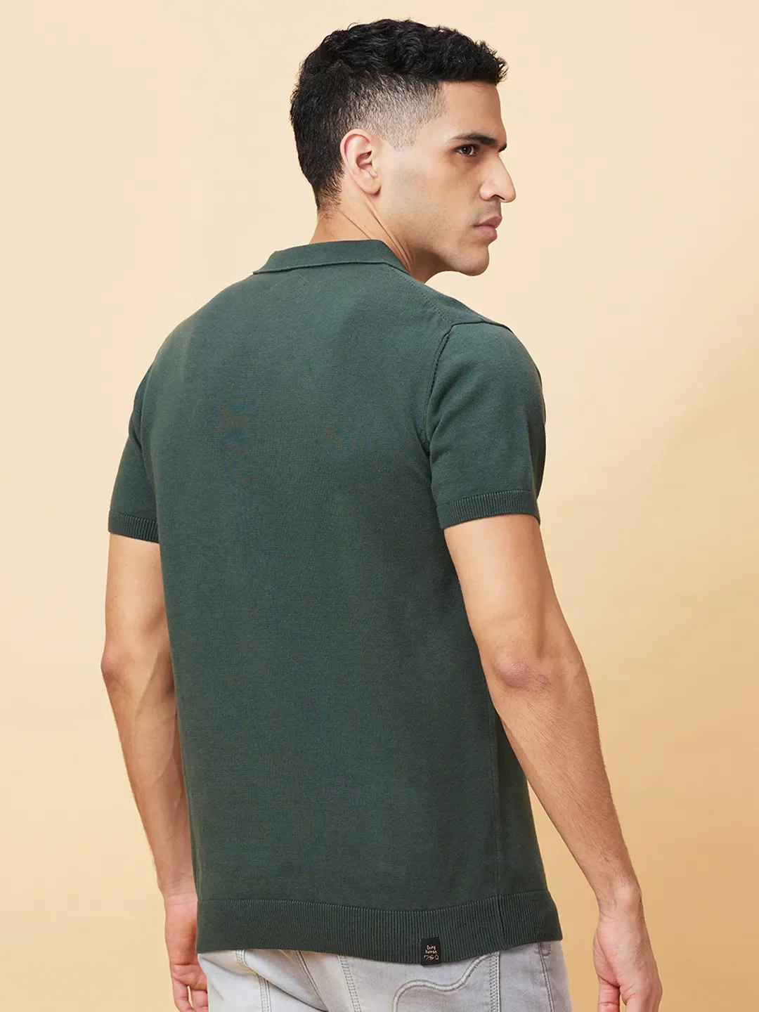 Green Regular Fit Men's Polo T-Shirt by Being Human Clothing - Image 3