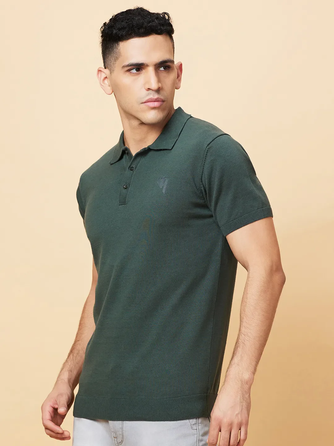 Green Regular Fit Men's Polo T-Shirt by Being Human Clothing - Image 4