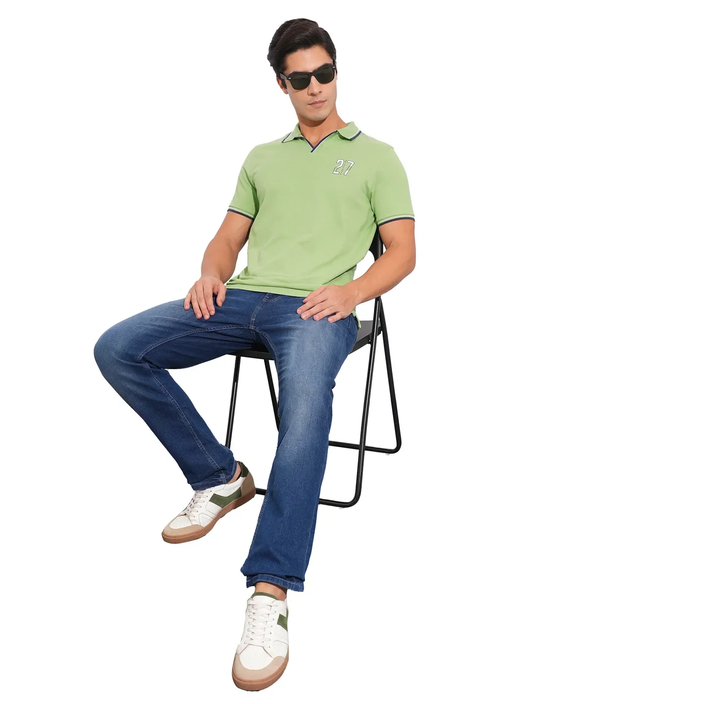 Green Regular Fit Men's Polo T-Shirt by Being Human Clothing - Image 4