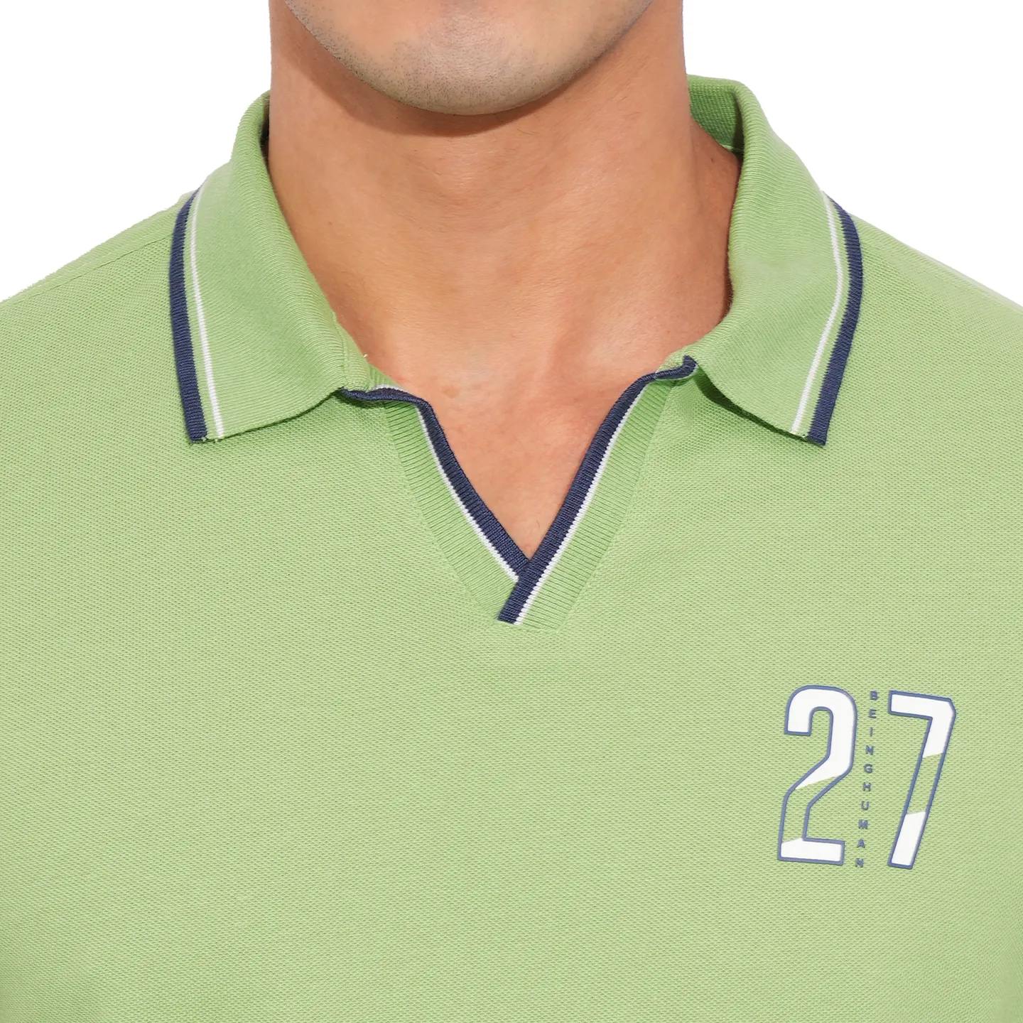 Green Regular Fit Men's Polo T-Shirt by Being Human Clothing - Image 5