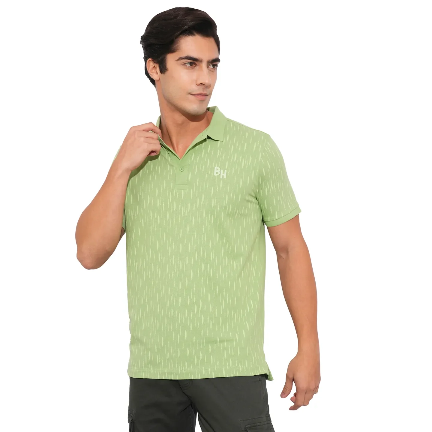 Green Regular Fit Men's Polo T-Shirt by Being Human Clothing