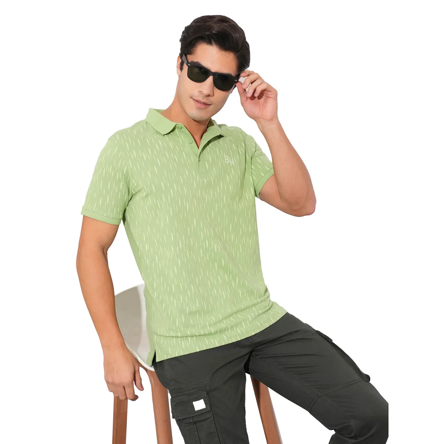 Green Regular Fit Men's Polo T-Shirt by Being Human Clothing - Image 6