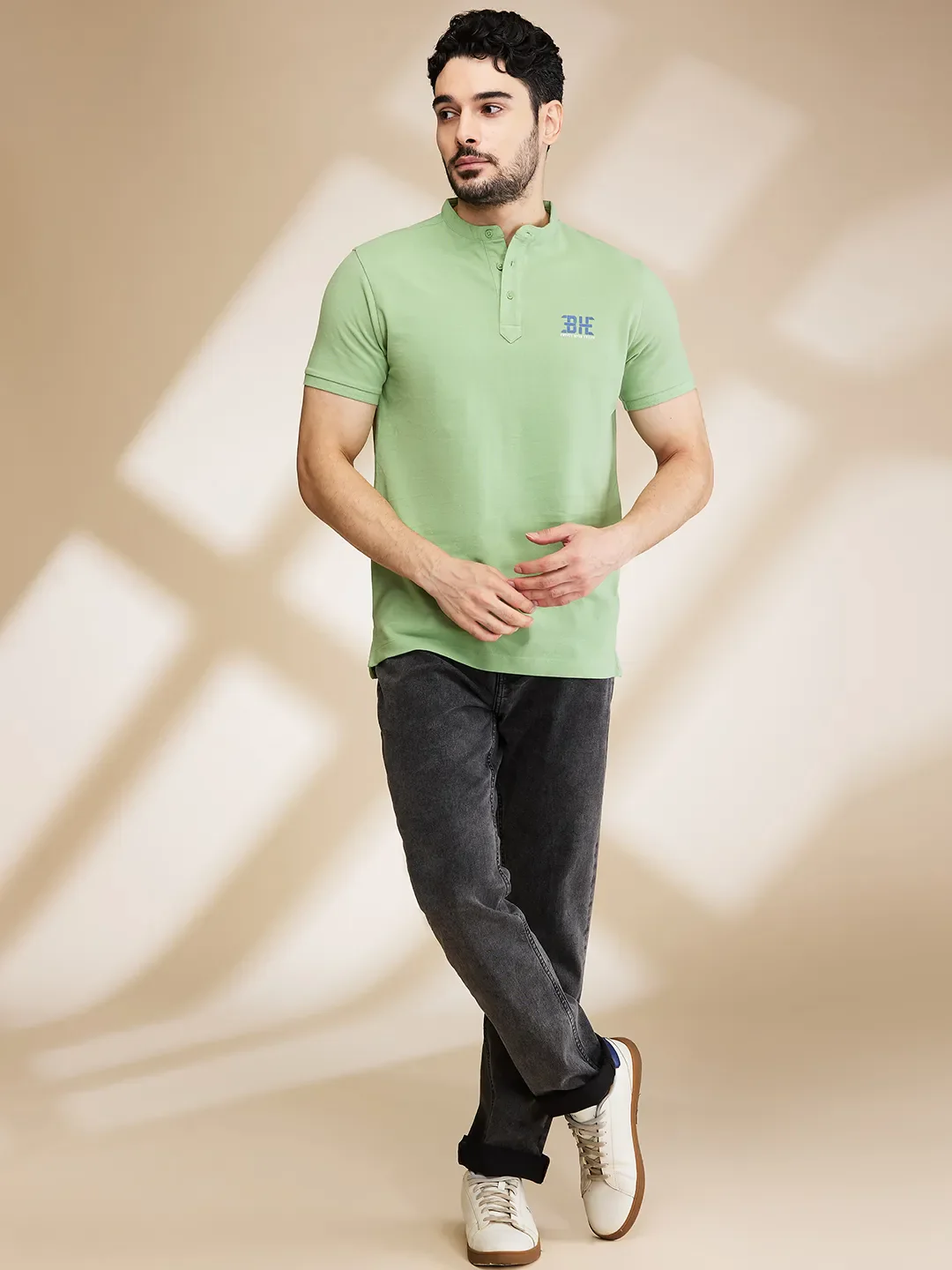 Green Regular Fit Men's Polo T-Shirt by Being Human Clothing - Image 2