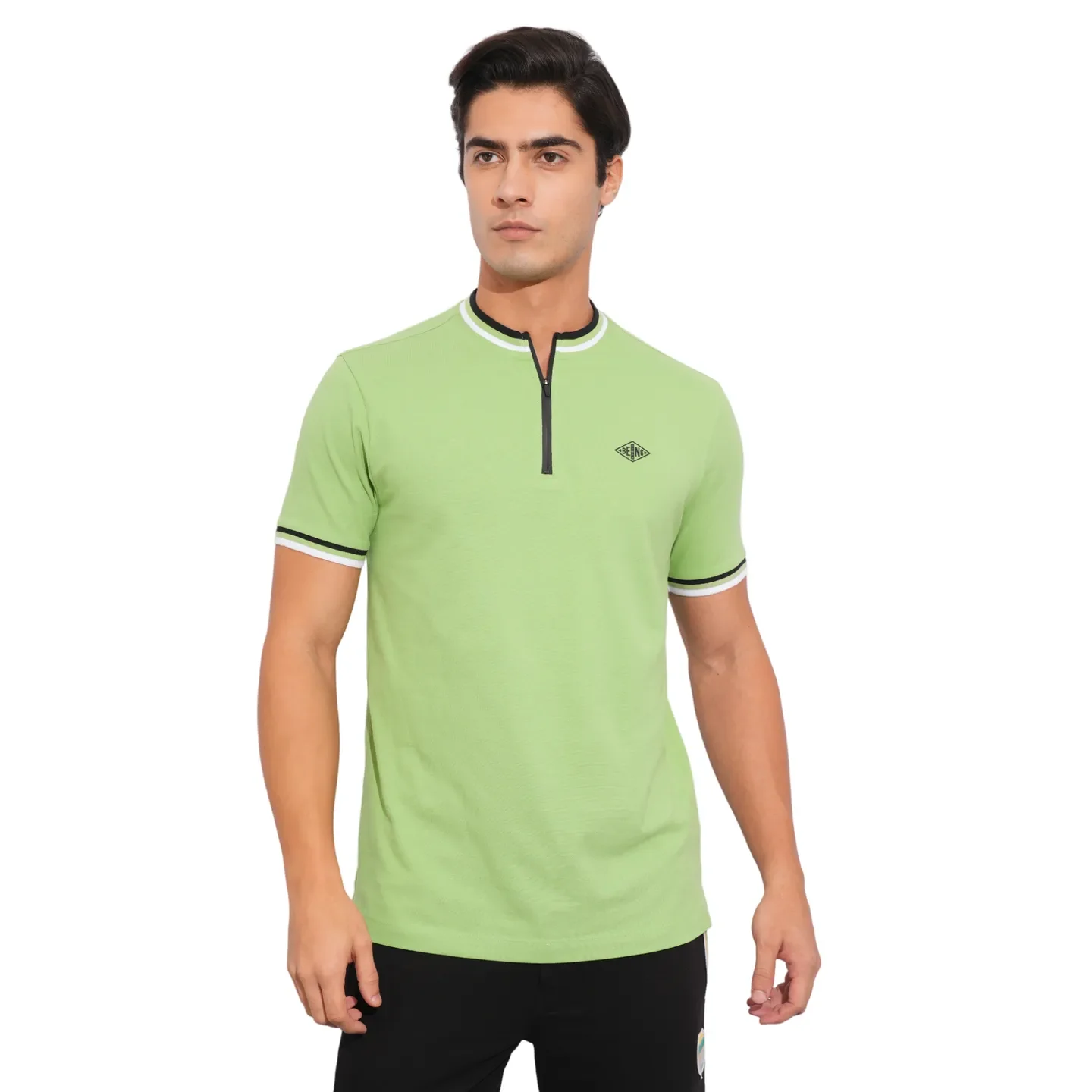 Green Regular Fit Men's Polo T-Shirt by Being Human Clothing