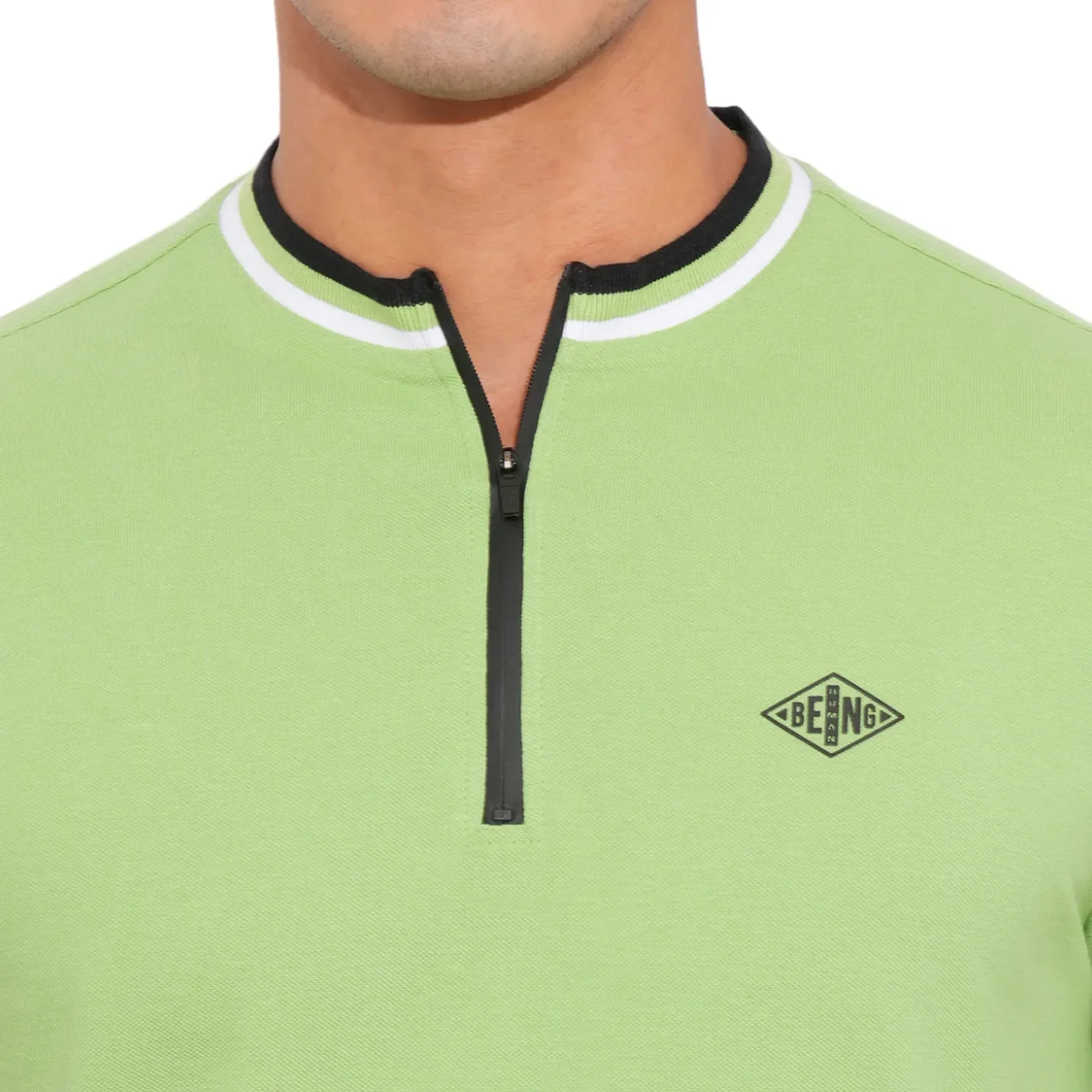 Green Regular Fit Men's Polo T-Shirt by Being Human Clothing - Image 5