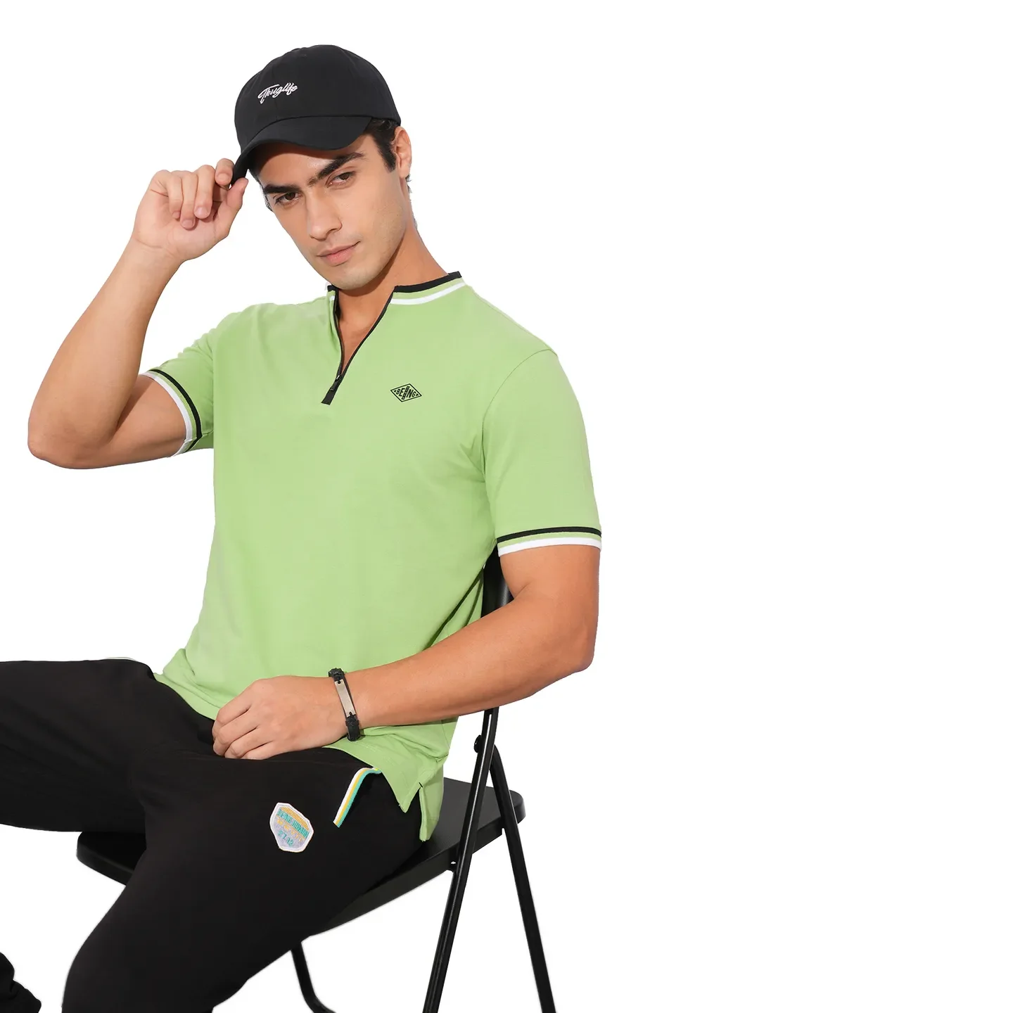 Green Regular Fit Men's Polo T-Shirt by Being Human Clothing - Image 6