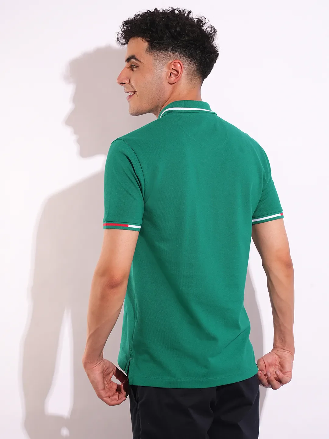 Green Regular Fit Men's Polo T-Shirt by Being Human Clothing - Image 3