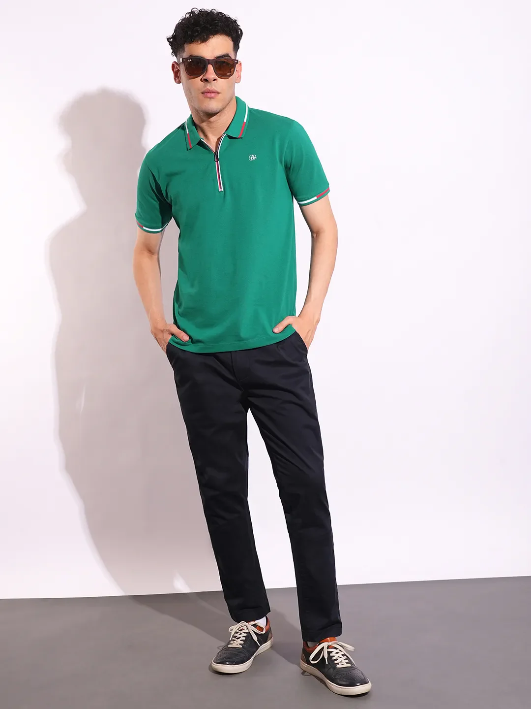 Green Regular Fit Men's Polo T-Shirt by Being Human Clothing - Image 4