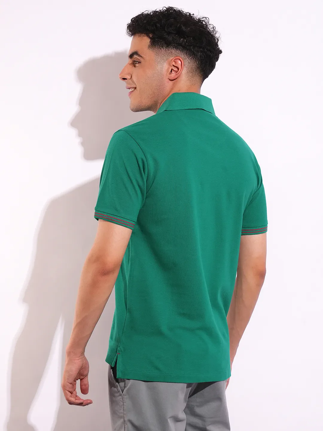 Green Regular Fit Men's Polo T-Shirt by Being Human Clothing - Image 3