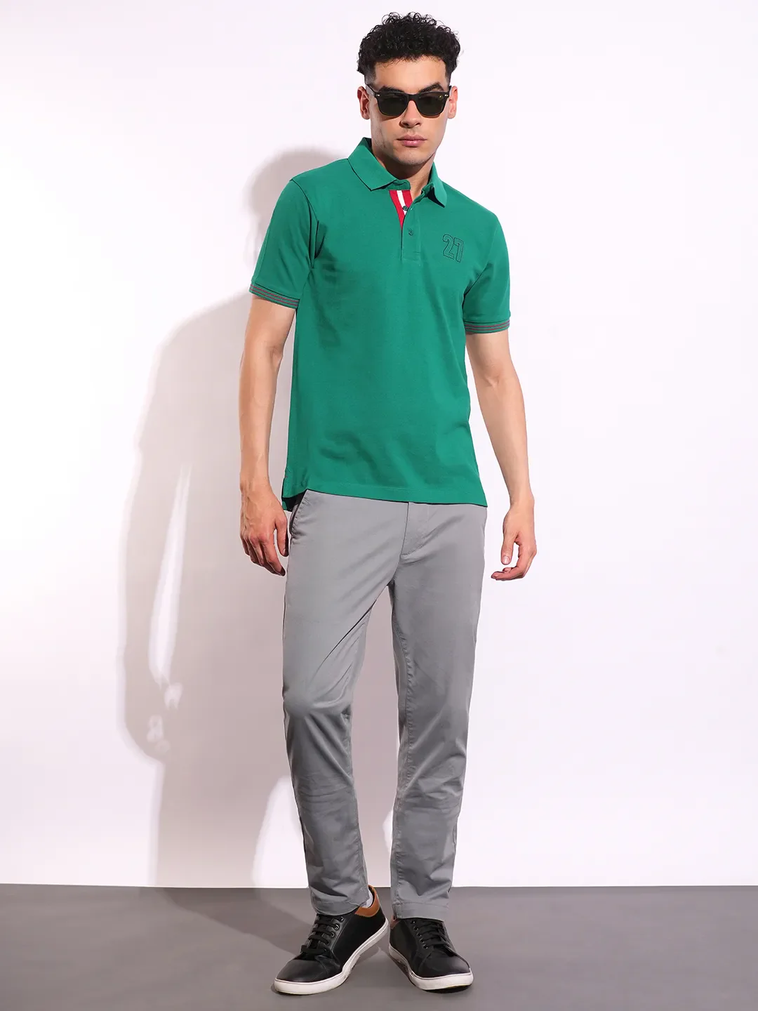 Green Regular Fit Men's Polo T-Shirt by Being Human Clothing - Image 4