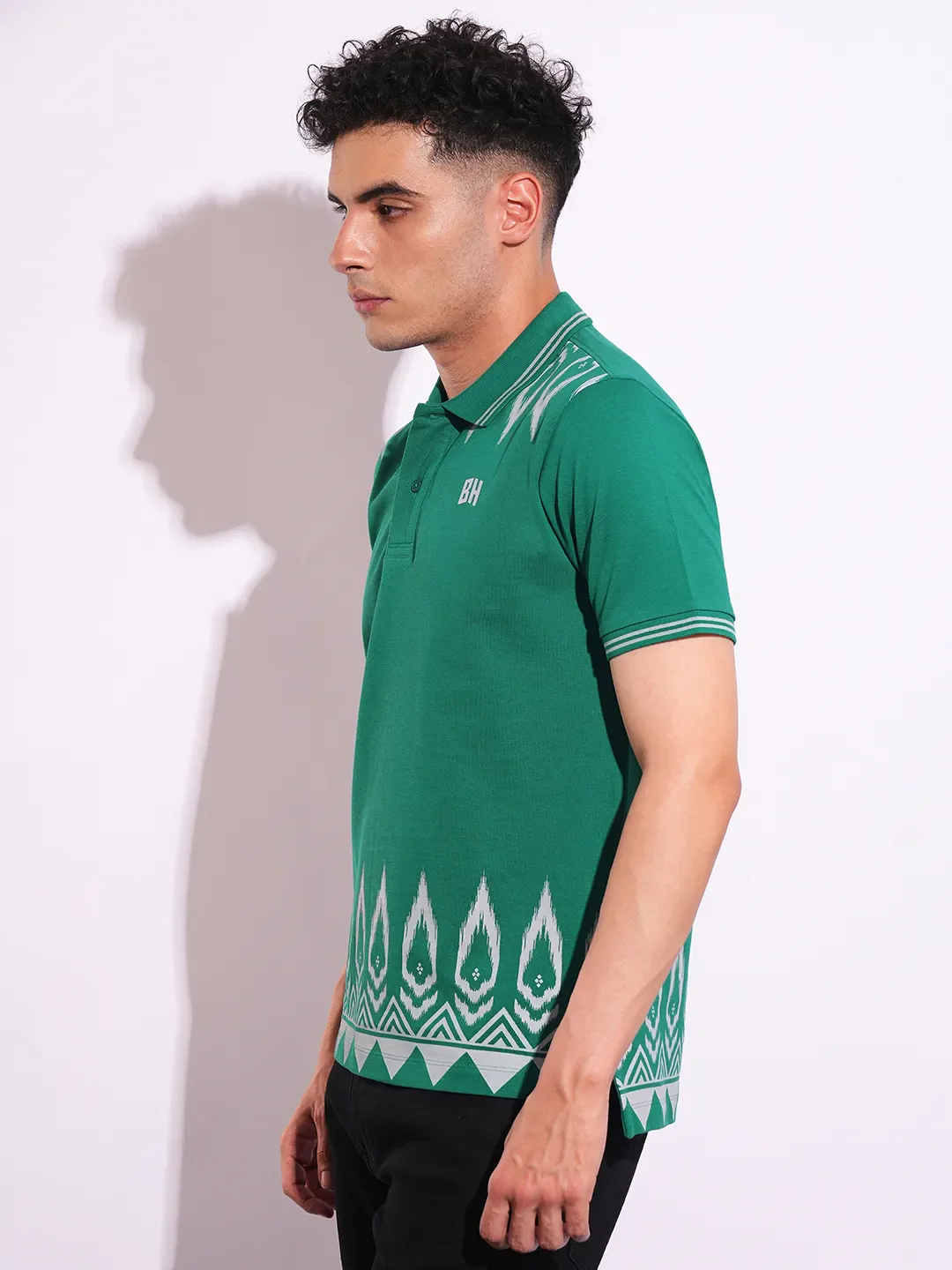 Green Regular Fit Men's Polo T-Shirt by Being Human Clothing - Image 2