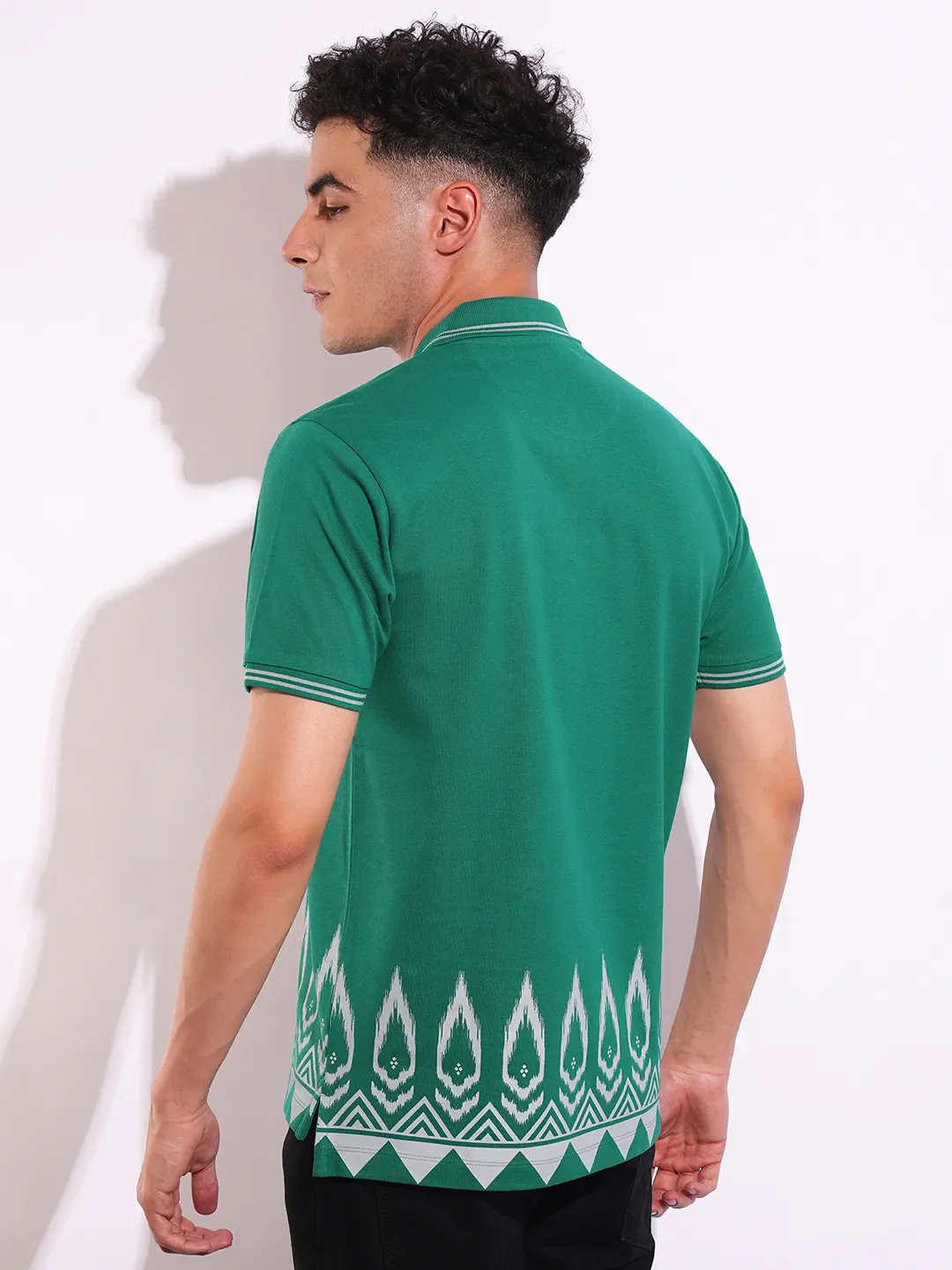 Green Regular Fit Men's Polo T-Shirt by Being Human Clothing - Image 3