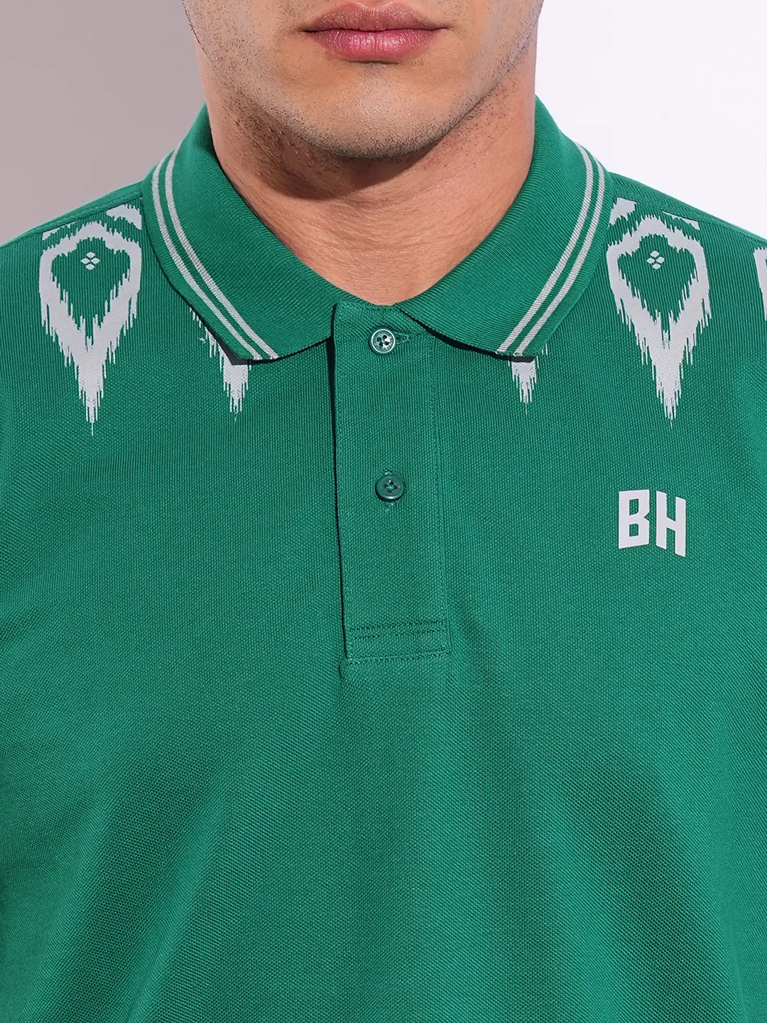 Green Regular Fit Men's Polo T-Shirt by Being Human Clothing - Image 5